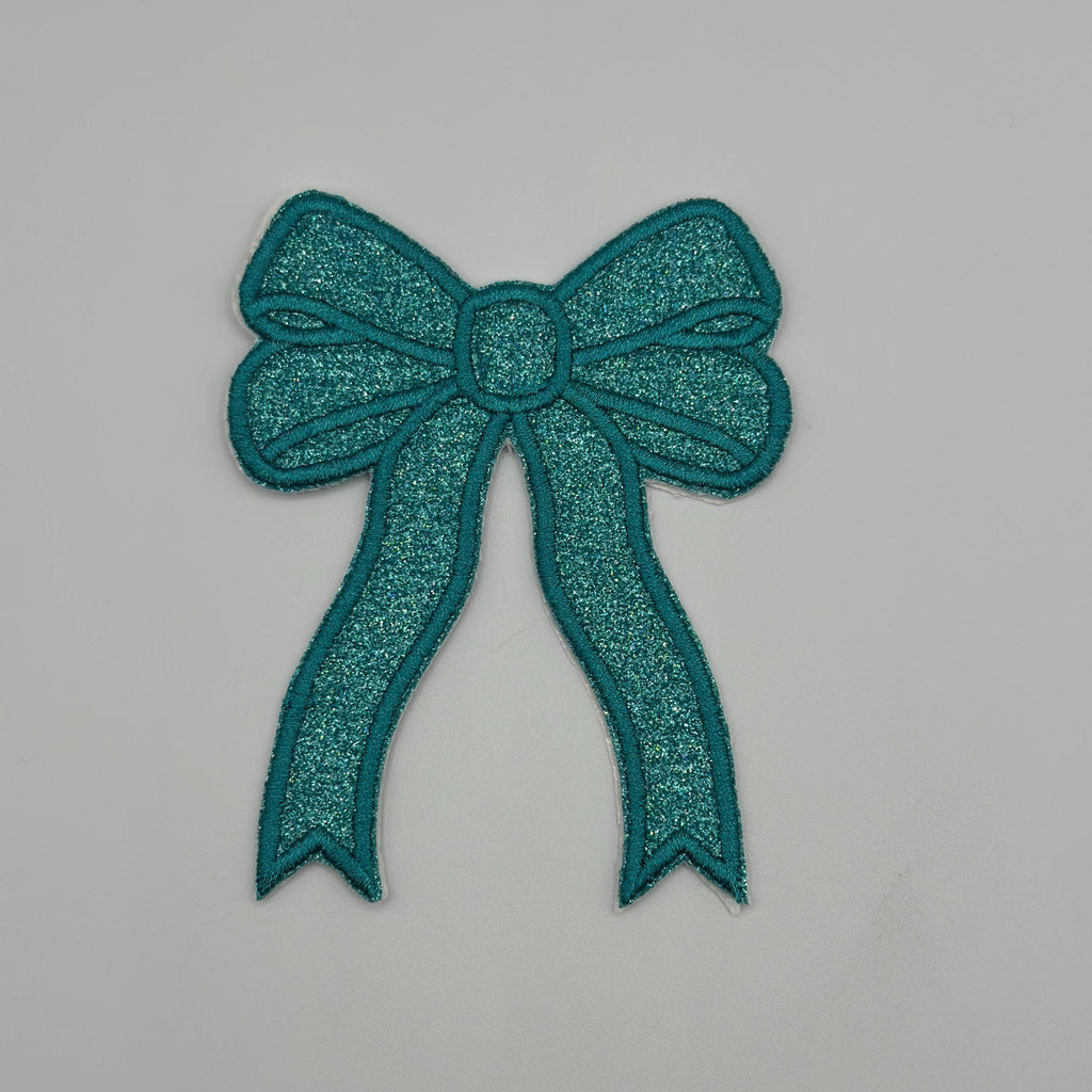 Custom Embroidered Side Bow Patch - Iron On Applique (Set of 2)