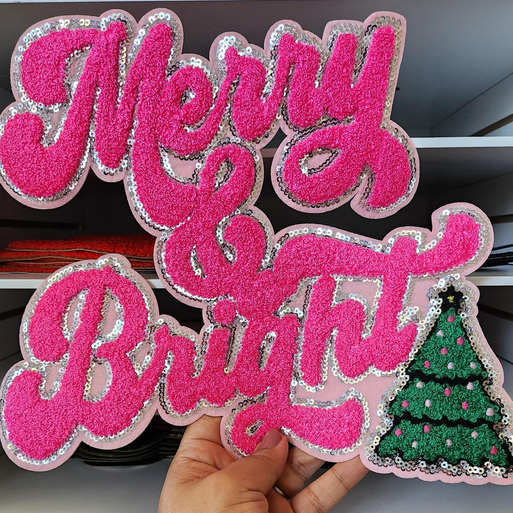 Chenille Christmas Patch: Sequin Embroidered Iron-On Applique