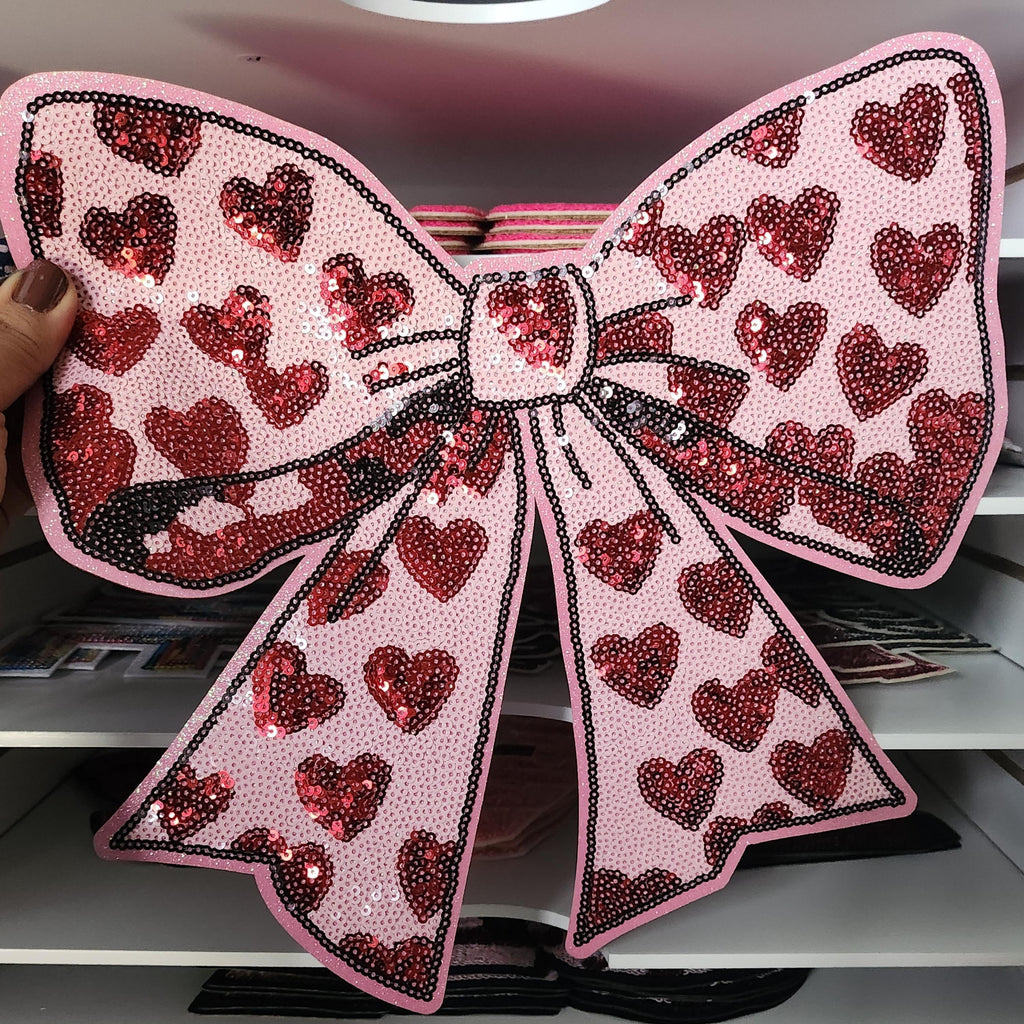 Valentines Chenille Sequin Patch: Iron-On Embroidered Applique