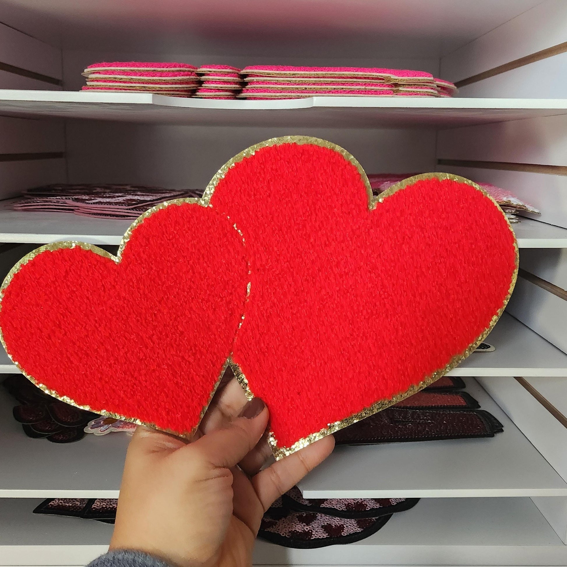 Valentines Chenille Sequin Patch: Iron-On Embroidered Applique