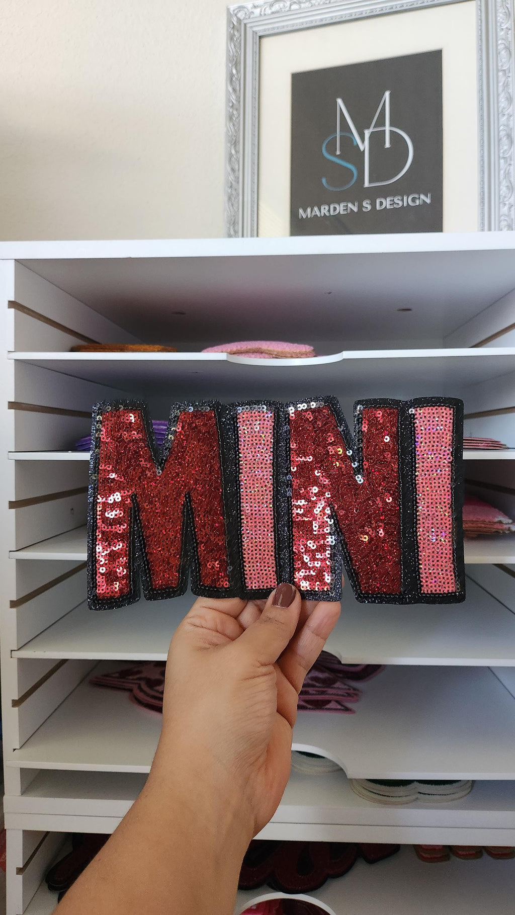 Valentines Chenille Sequin Patch: Iron-On Embroidered Applique