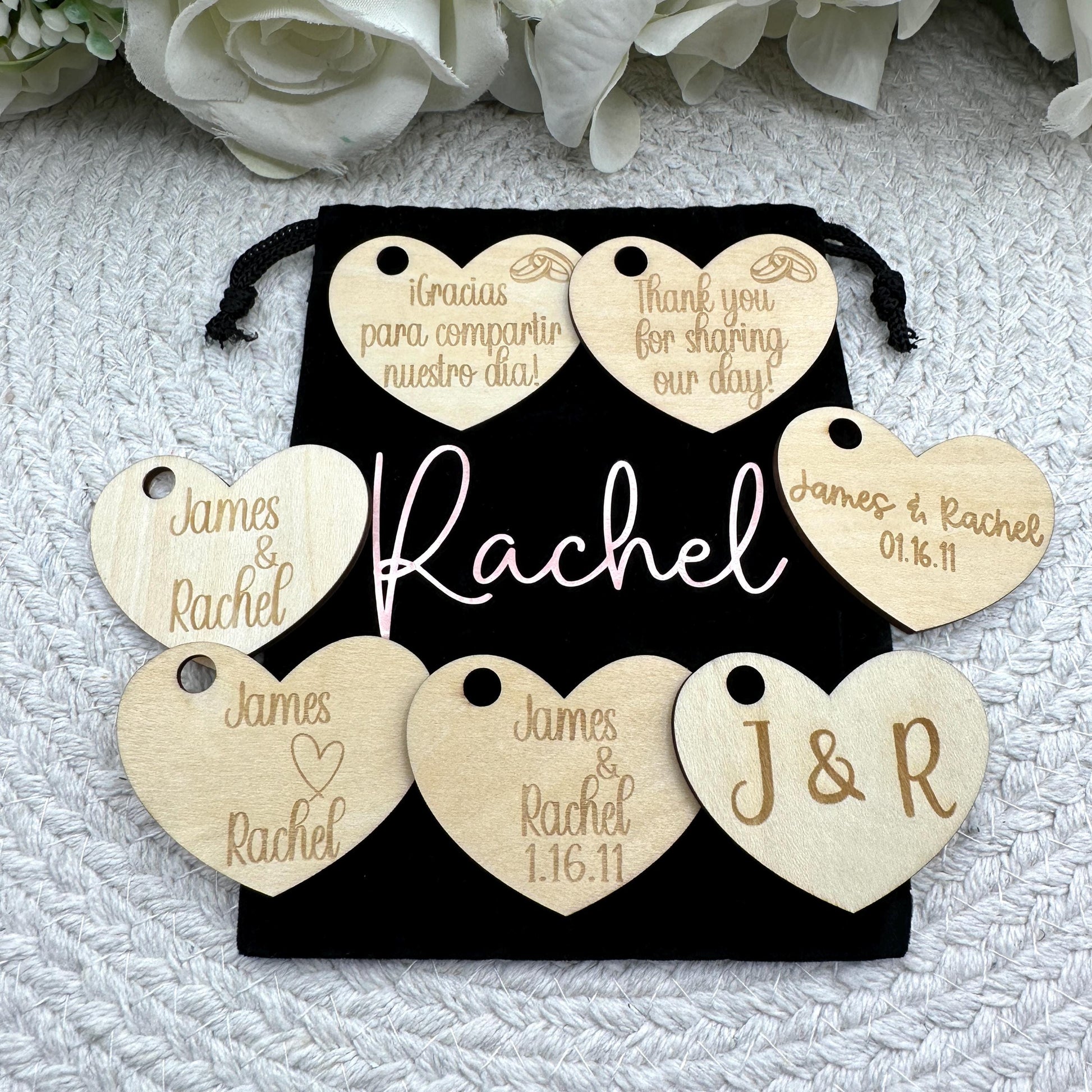 Custom Heart Tags| Wedding Favor Tags| Custom Thank you Gift Tags | Wooden Thank you tags | Custom Favor Tags| Wedding Hearts | Set of 10 PC