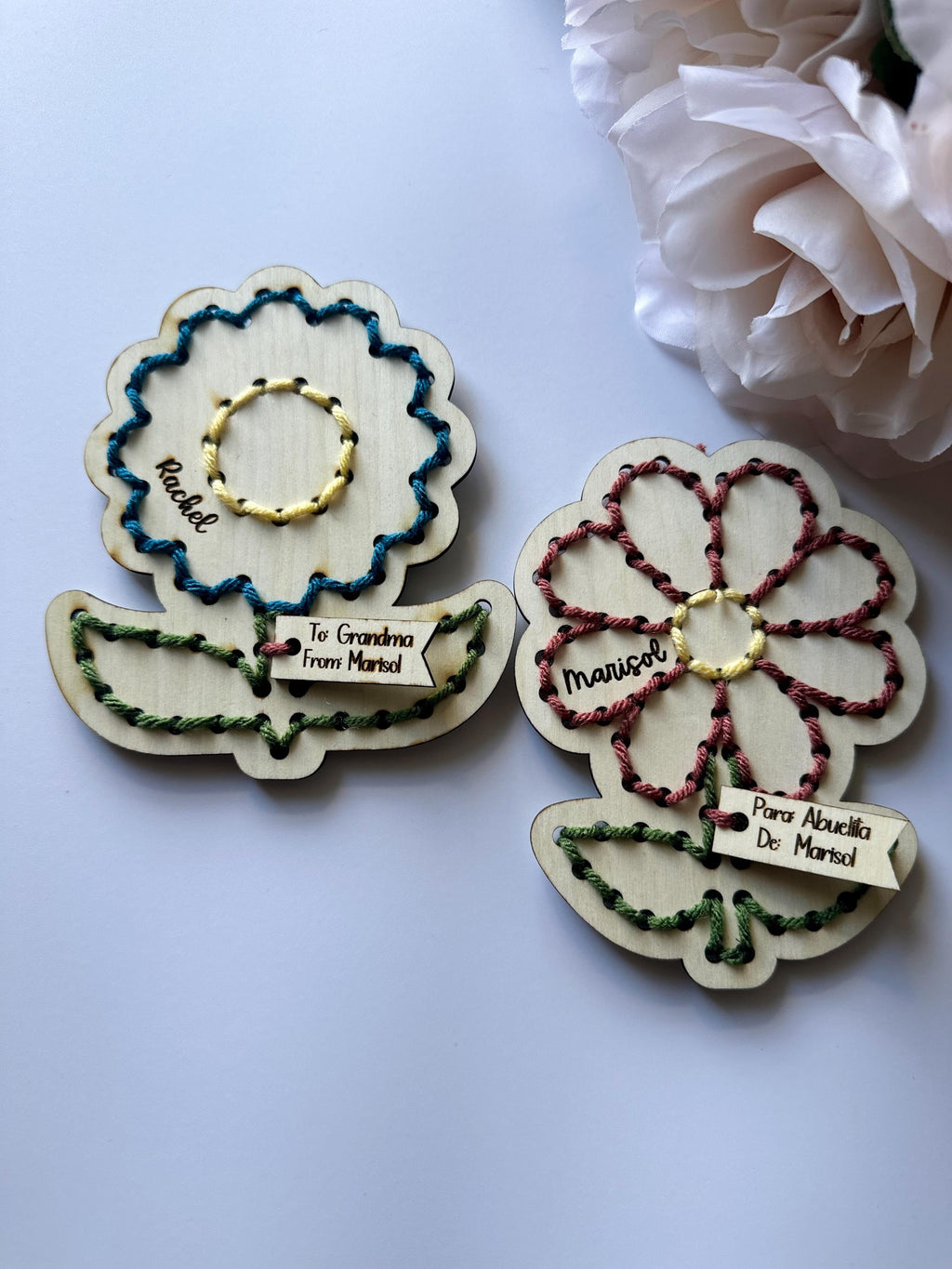 Personalized Flower Embroidery Kit: Kids DIY Yarn Sewing Craft
