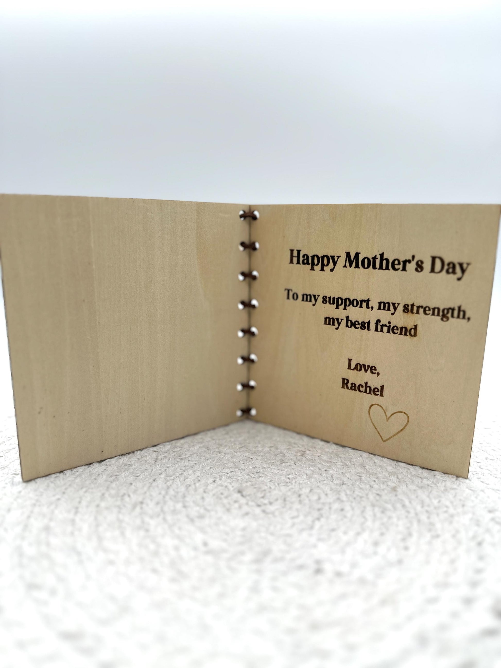 Personalized Engraved Maple Wood Mother's Day Card: Floral Keepsake