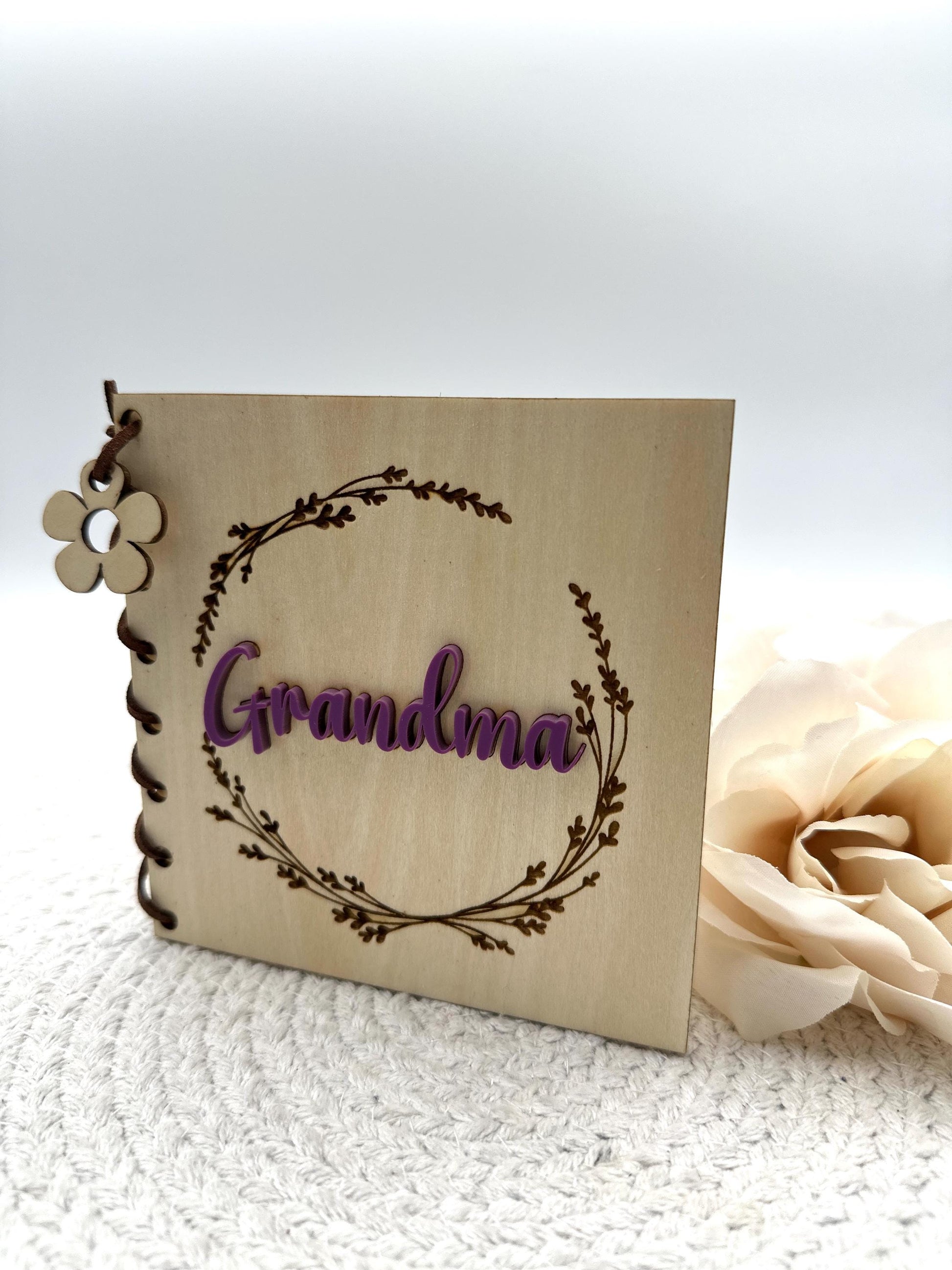 Personalized Engraved Maple Wood Mother's Day Card: Floral Keepsake