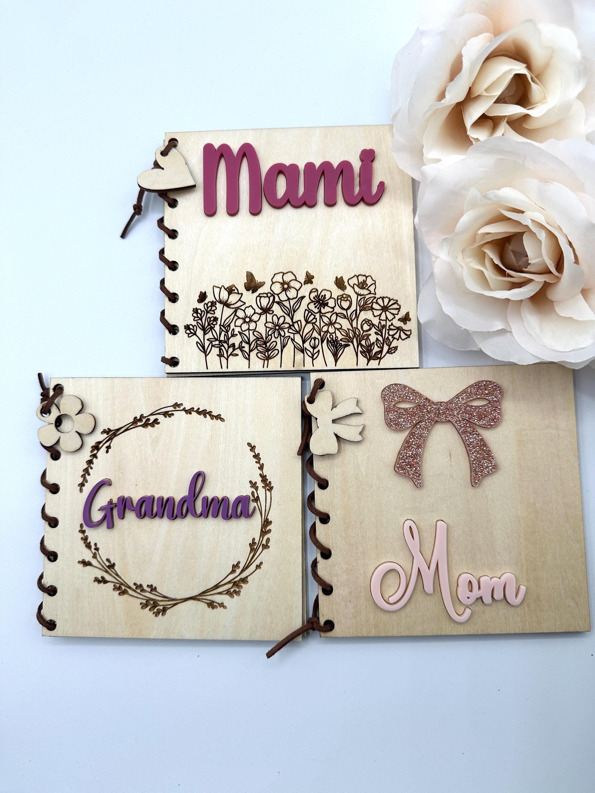 Personalized Engraved Maple Wood Mother's Day Card: Floral Keepsake