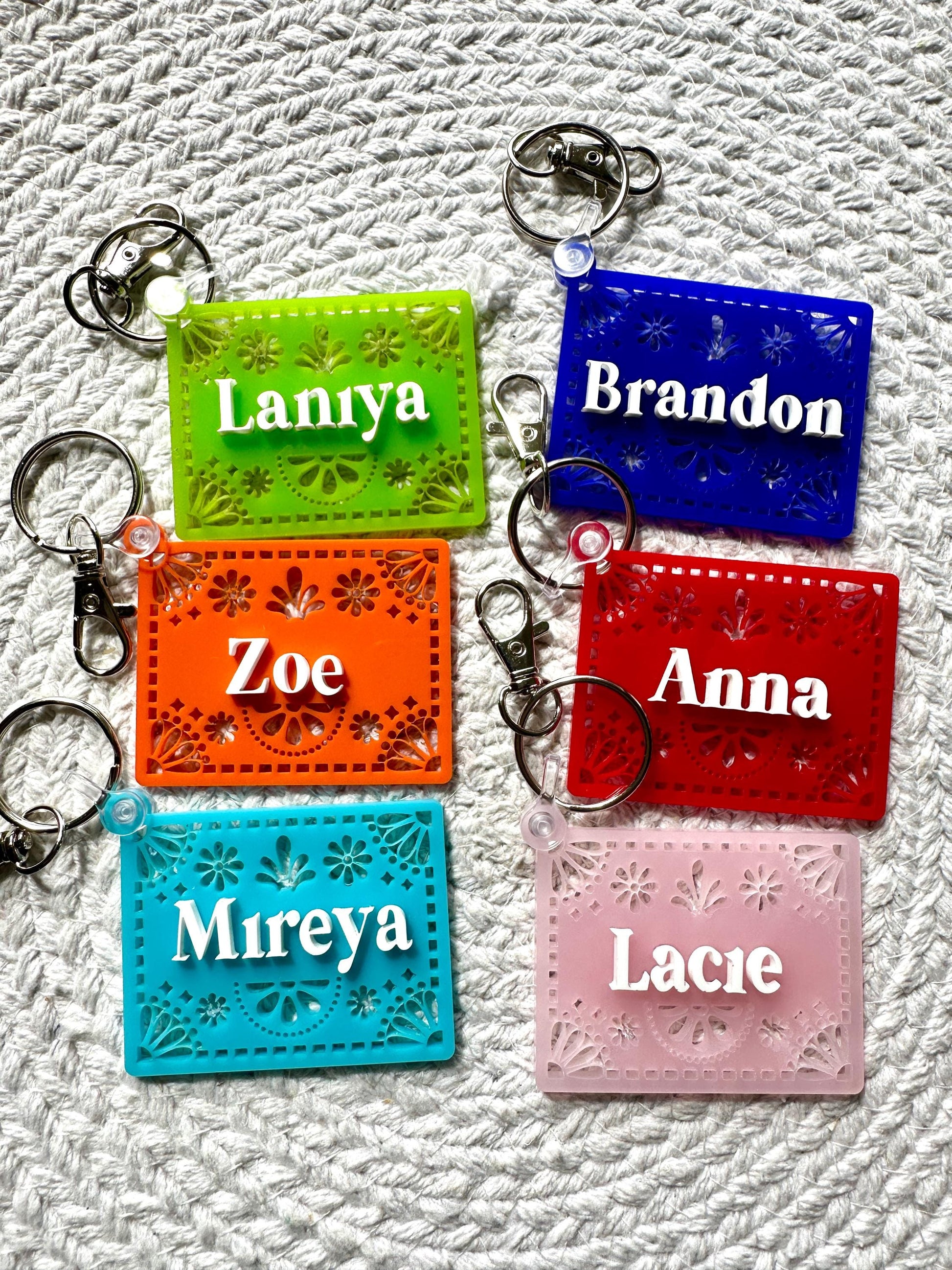 Custom Name Papel Picado Keychain| Classroom Gift| Teacher Gift| Custom Name Tag| Bag Tag| Backpack Tags| Custom Keychain| Luggage| Mexican
