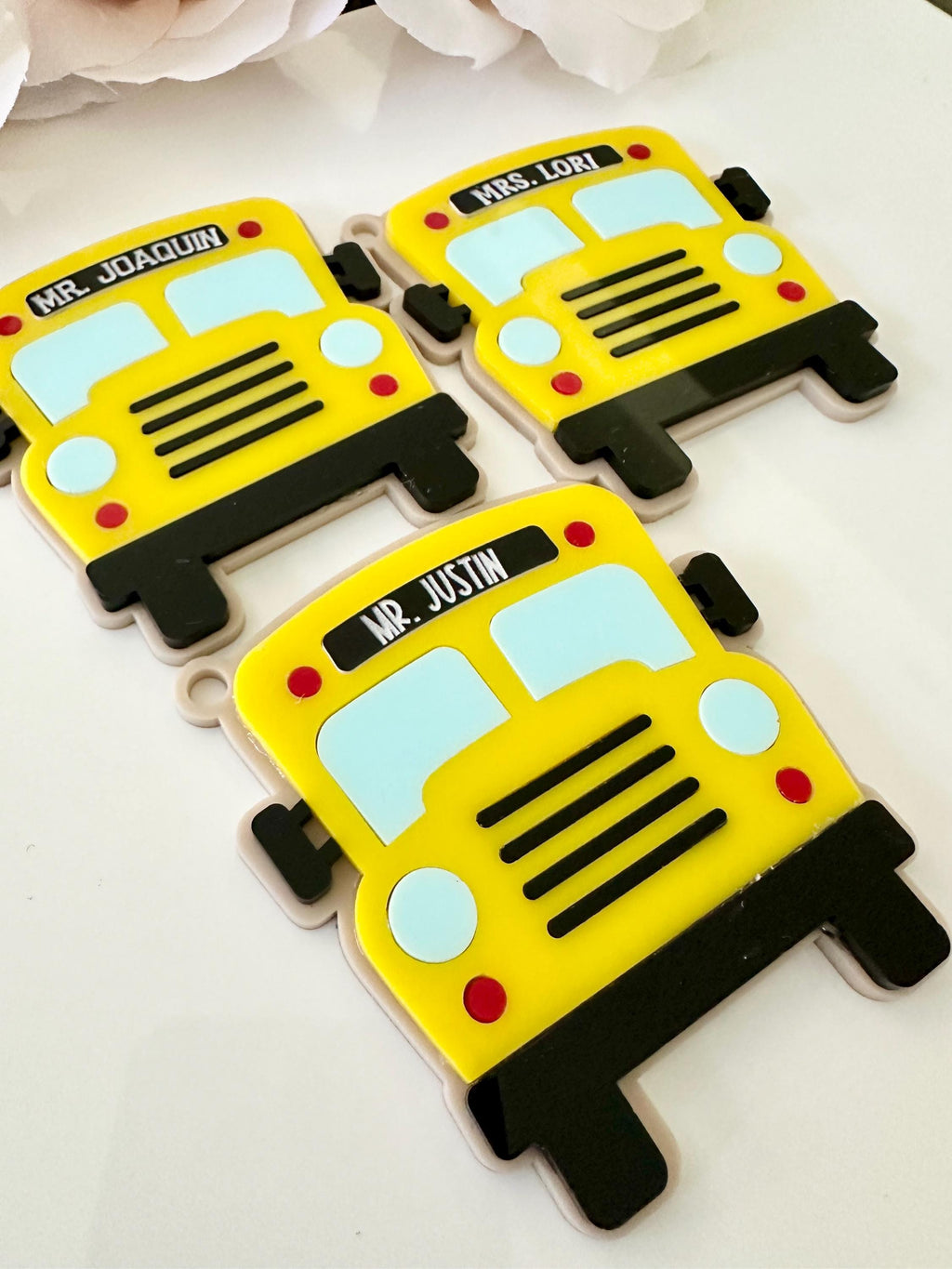 School Bus Custom Acrylic Keychain| Name Tag| School Bus Appreciation Gift| Bus Driver Keychain| Gift For Bus Driver| Back To School Gift