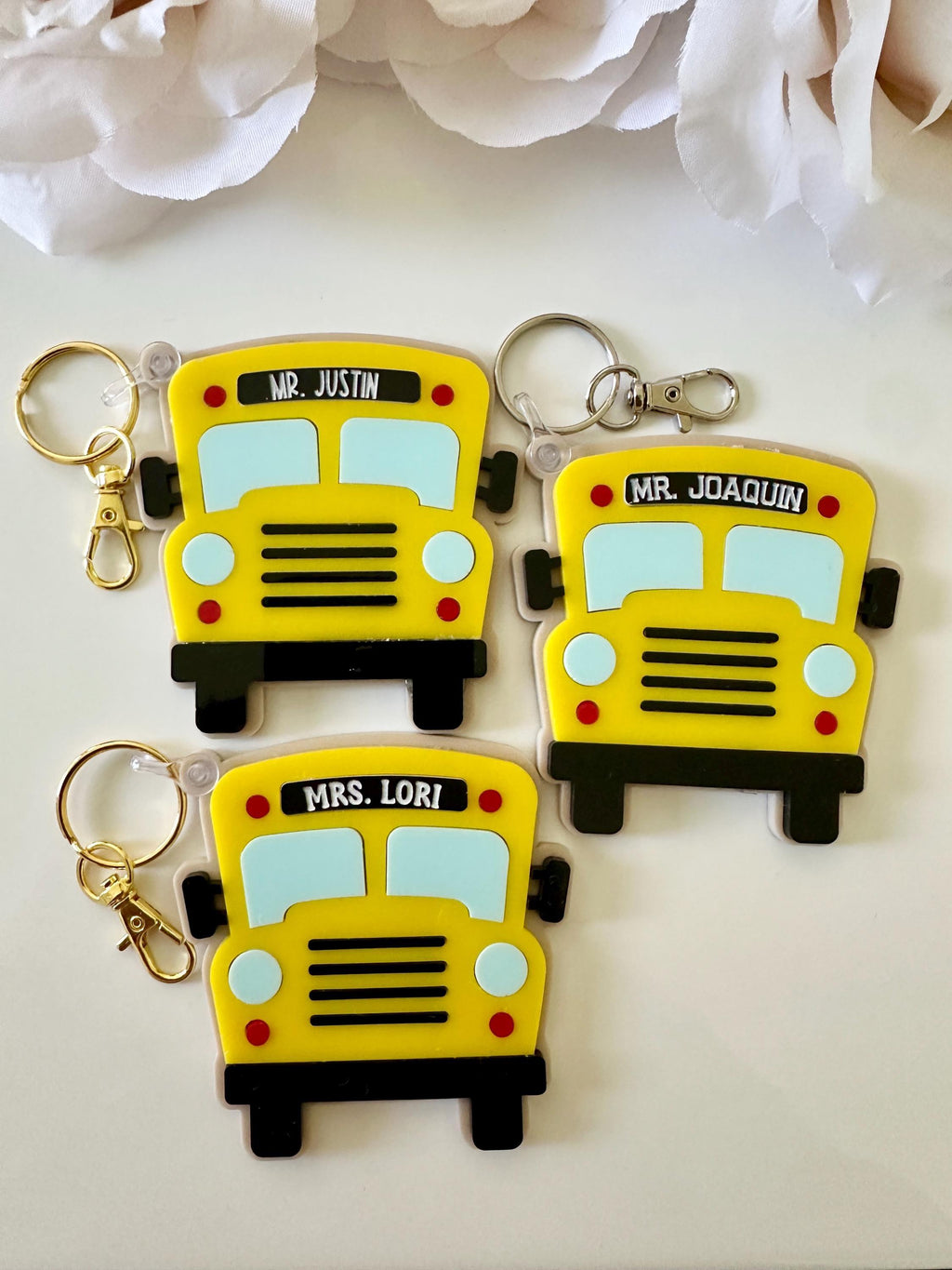 School Bus Custom Acrylic Keychain| Name Tag| School Bus Appreciation Gift| Bus Driver Keychain| Gift For Bus Driver| Back To School Gift