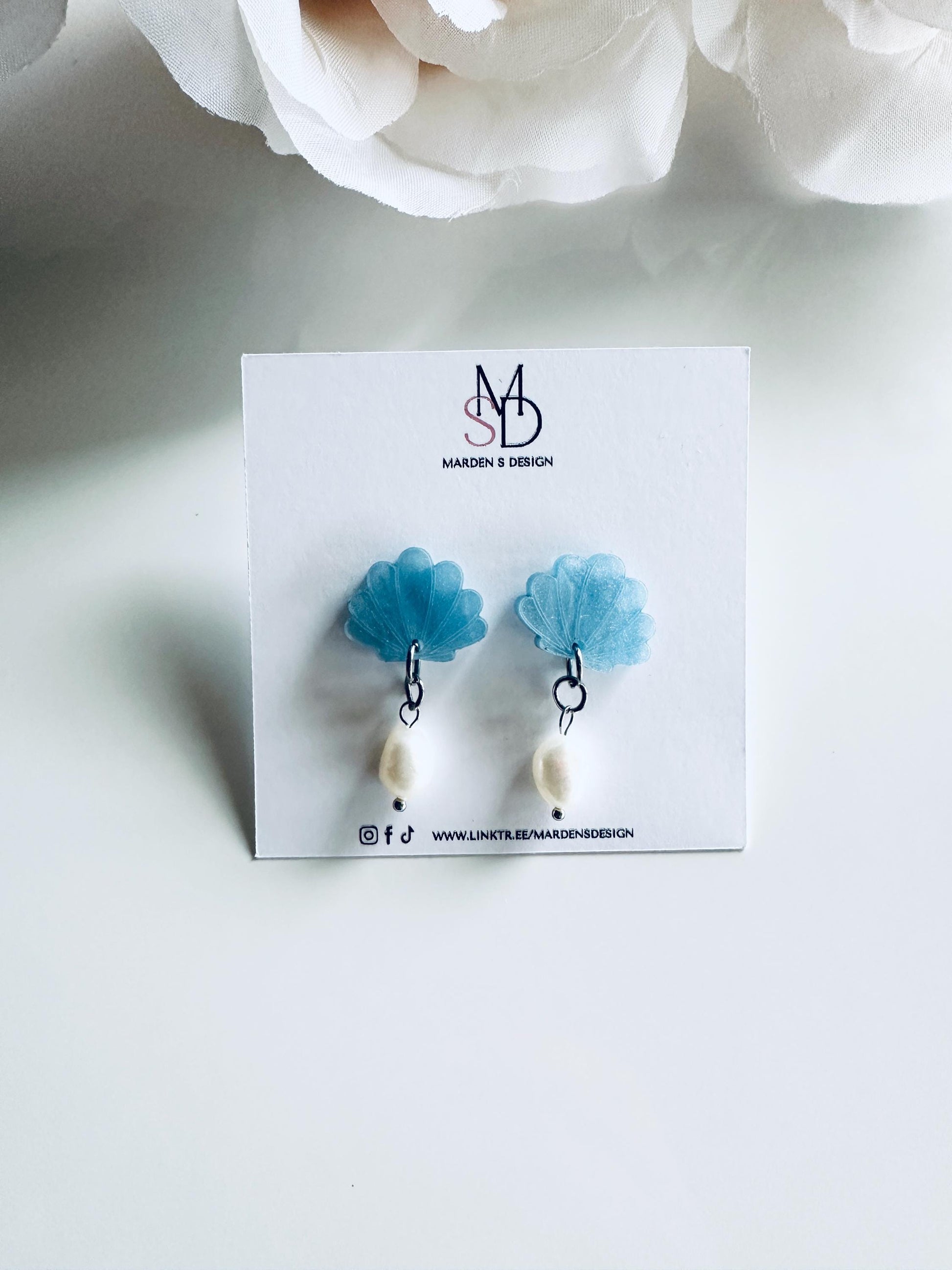 Seashell Pearl Earrings| Coastal Earrings| Dangle Earrings| Wedding Earrings| Ocean Beach Acrylic Earrings|Summer Earrings|Vacation Earrings