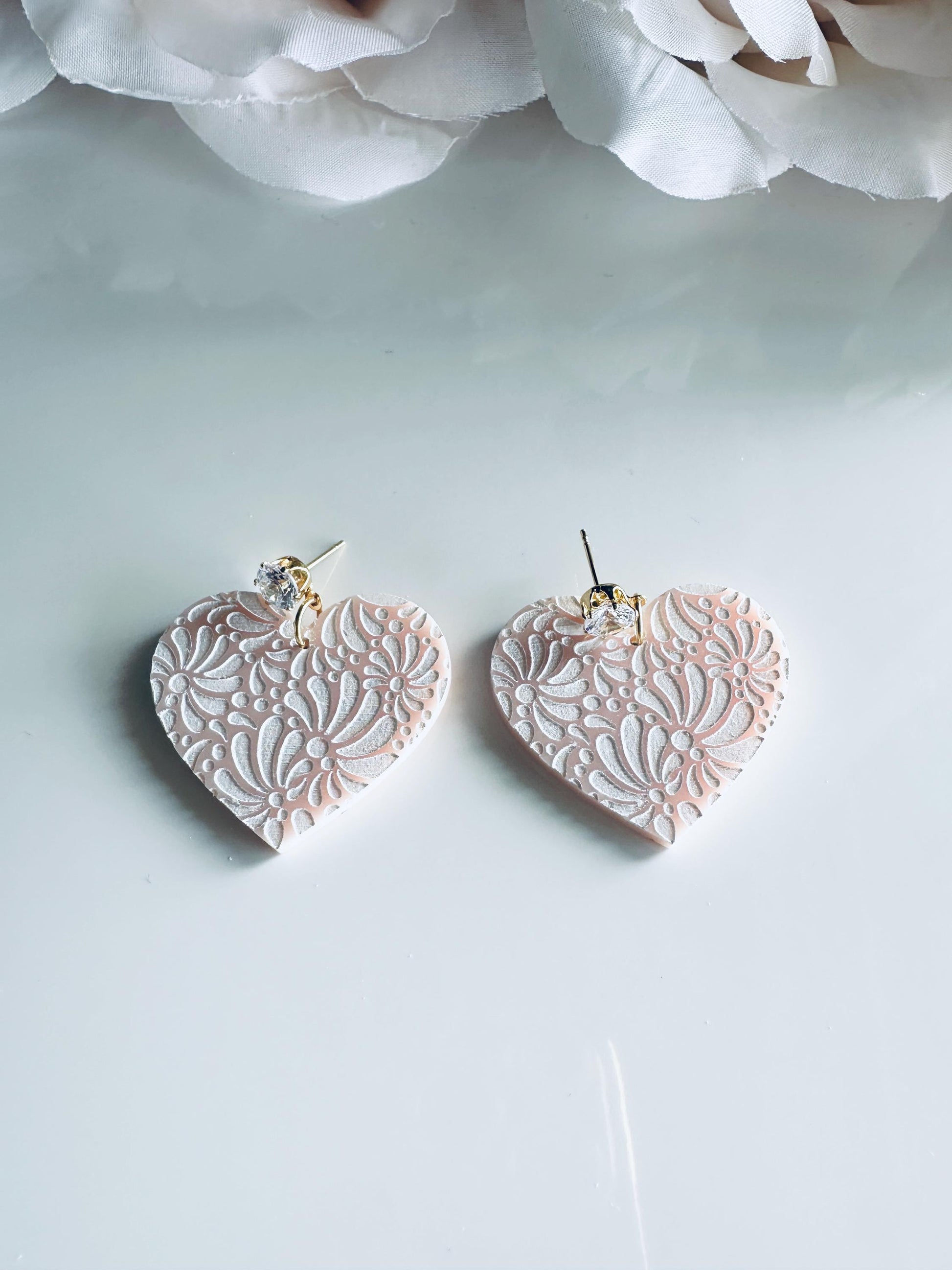 Light Pink Talavera Earrings| Azulejo Earrings| Mexican Earrings| Handmade Talavera Earring| Mexican Earrings|Acrylic Earrings|Cinco de Mayo