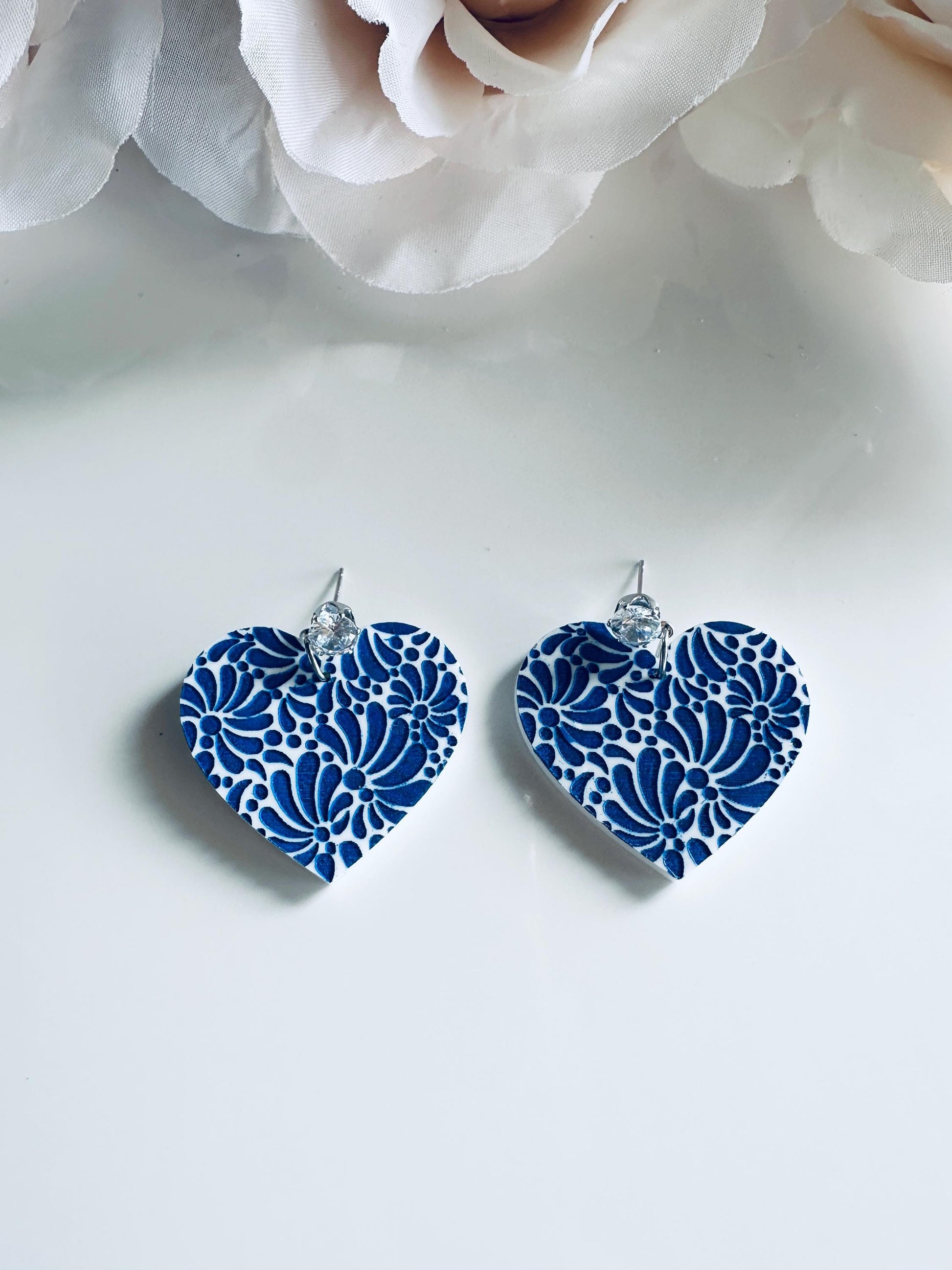 Blue Talavera Earrings| Azulejo Earrings| Mexican Earrings| Handmade Talavera Earring| Mexican Earrings| Acrylic Earrings| Cinco de Mayo