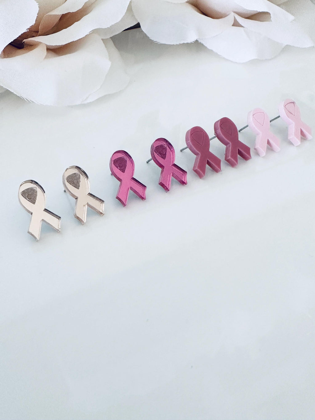Breast Cancer Awareness Stud Earrings| Breast Cancer Ribbon Studs| Pink Stud Earrings| Minimal Earrings| Lightweight| Breast Cancer Studs