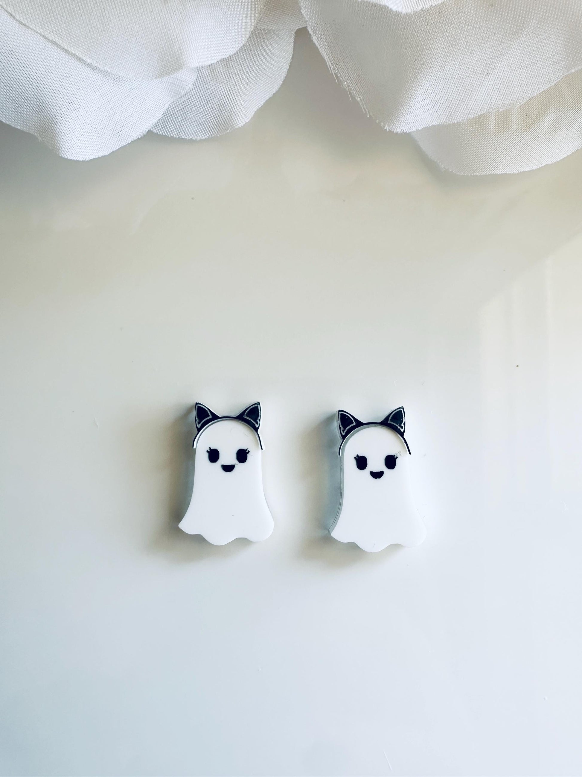 Halloween Stud Earrings| Pumpkin Bow| Ghost Bow| Black Glitter Bat| Skull Bow| Ghost Cat Ears|Spooky Cute Studs|Halloween Fall Stud Earrings