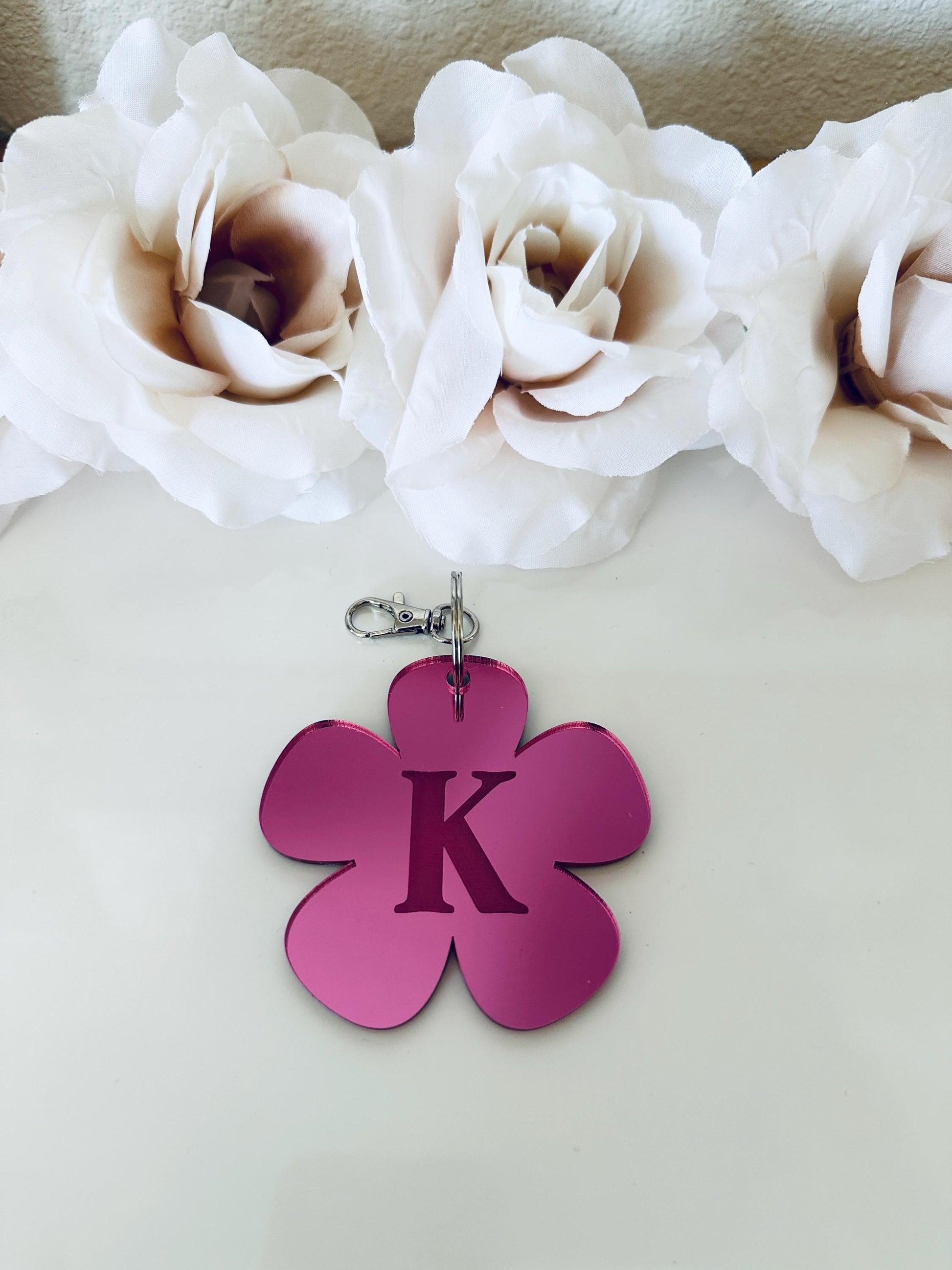 Daisy Engraved Mirror Nametags| Engraved Name| Acrylic Name Tag School Backpack| Label Flower Shape Tag|Back To School Accessory|Girls Gifts