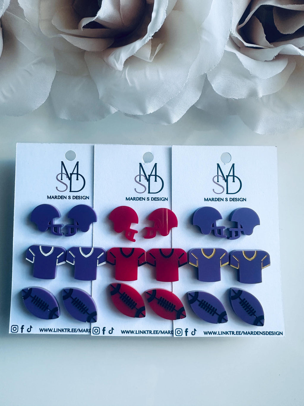 Football Earring Set | Acrylic Helmet, Jersey & Football Stud Earrings | Game Day Jewelry | Sports Mom Gift | Team Spirit Earrings