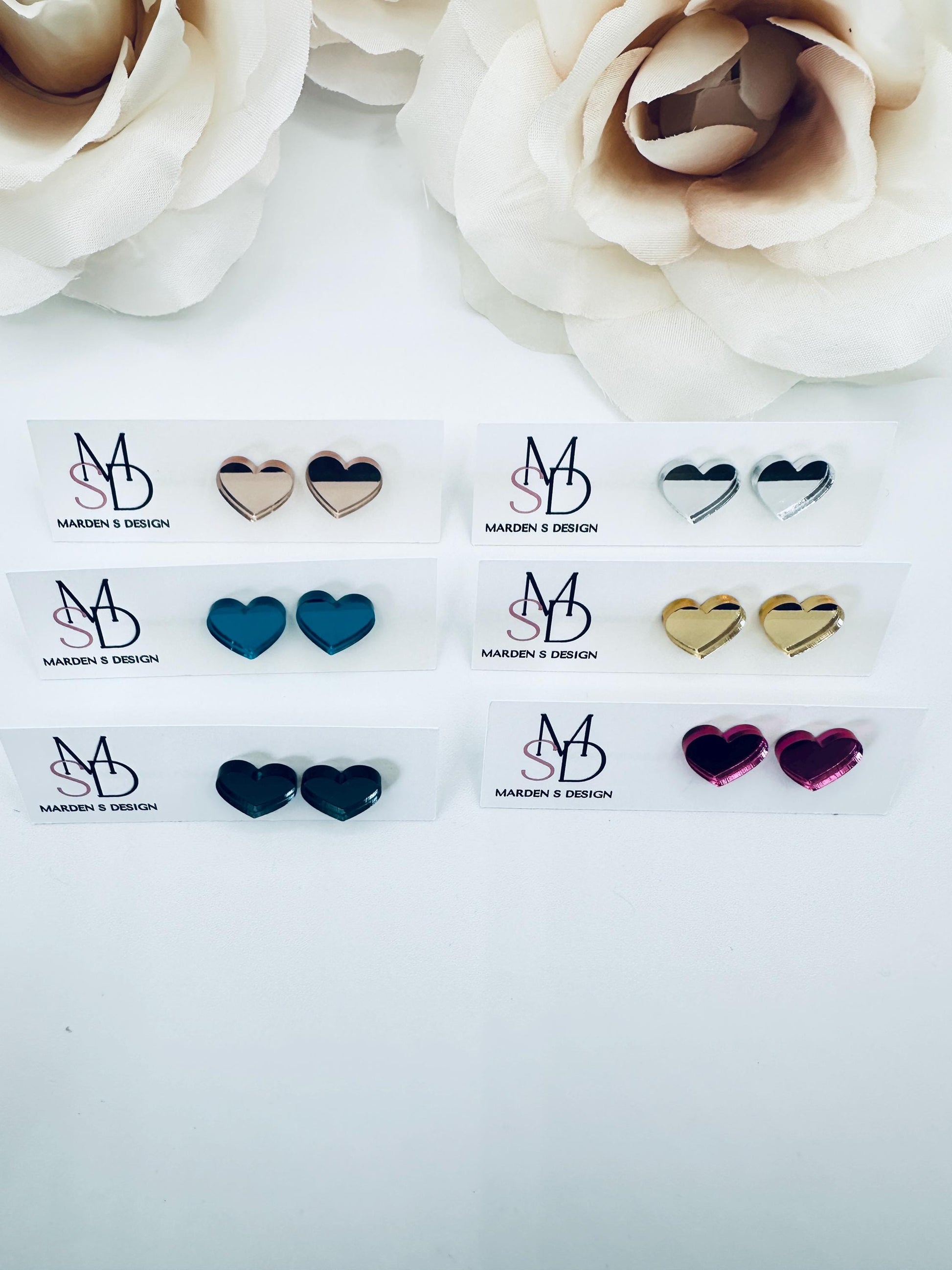 Heart Stud Mirror Earrings| Valentine's Day Earrings| Heart Earrings| Girl Earrings