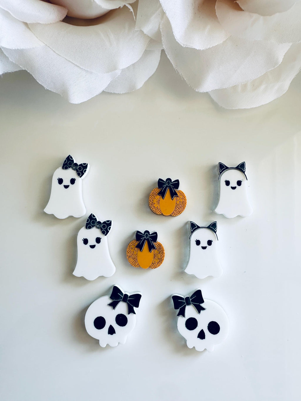 Halloween Earrings | Acrylic Ghost, Pumpkin & Skull Studs | Cute Spooky Earrings | Fall Jewelry | Halloween Gift for Her