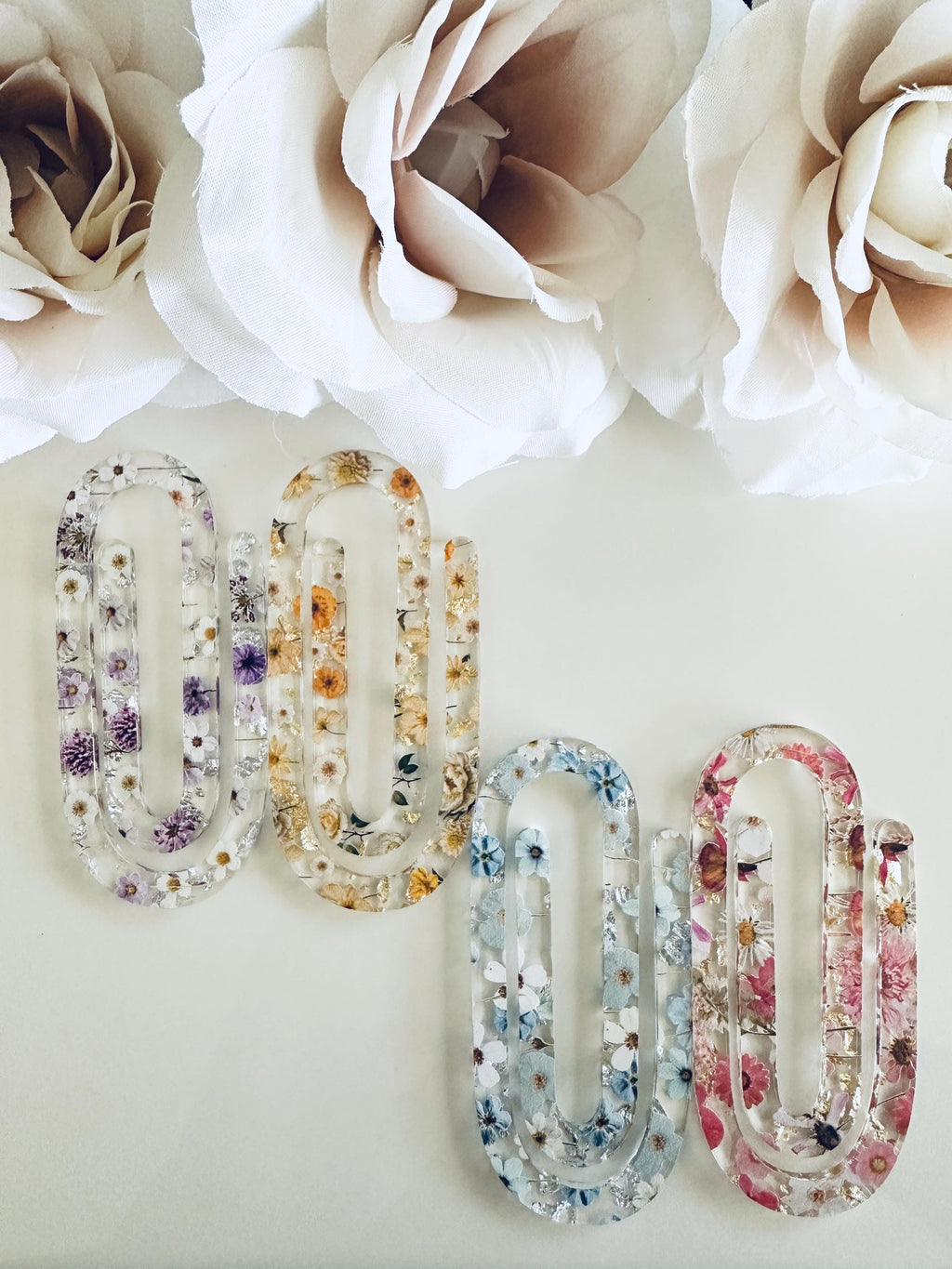 Floral Acrylic Paperclip | Pressed Flower Bookmark | Handmade Gift for Readers, Teachers, Book Lovers