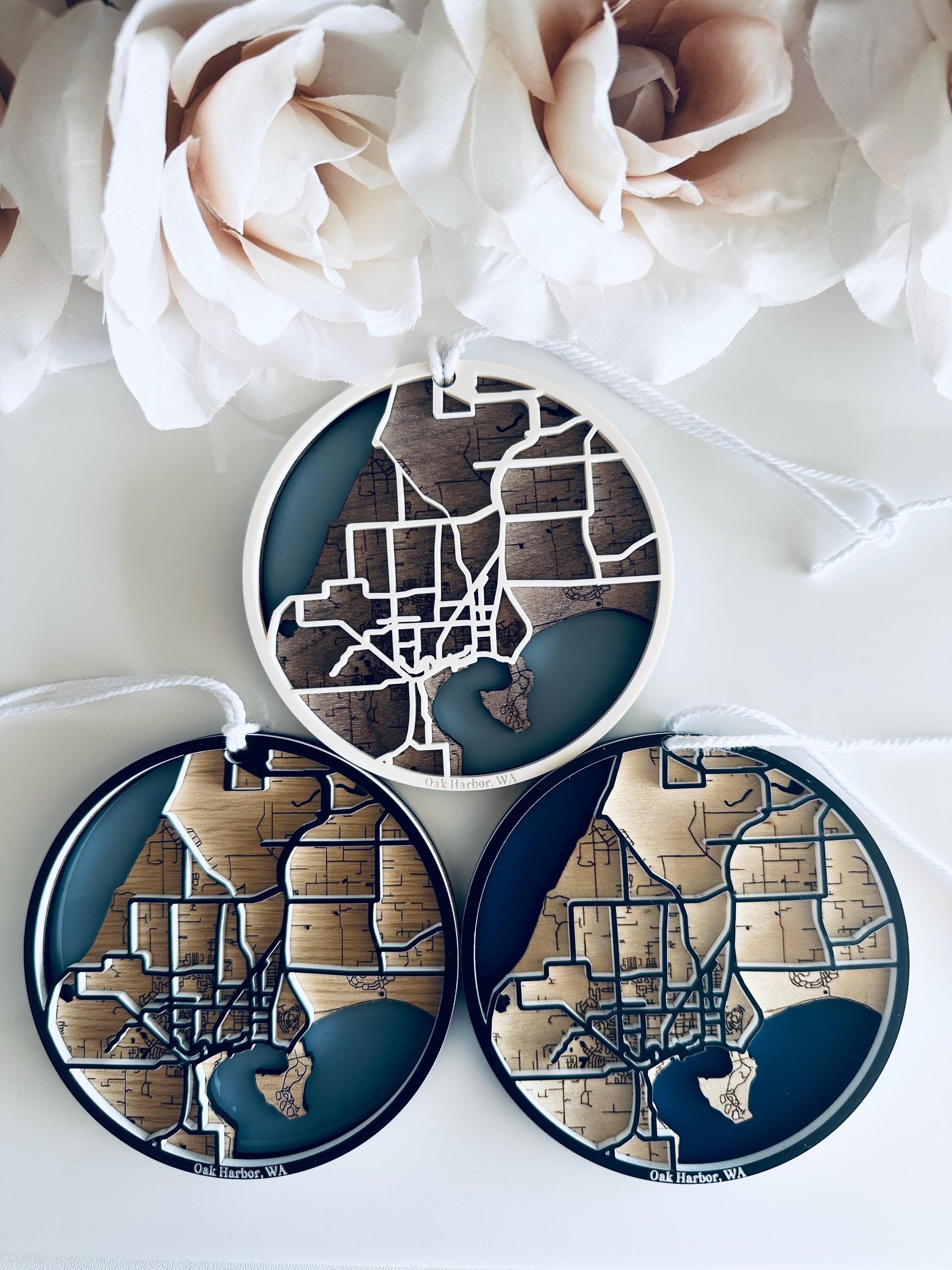 City Acrylic Ornament| Custom Map Address| Home Wooden Christmas Ornament| Home Housewarming Gift| New Home Ornament| Family Tree Ornament