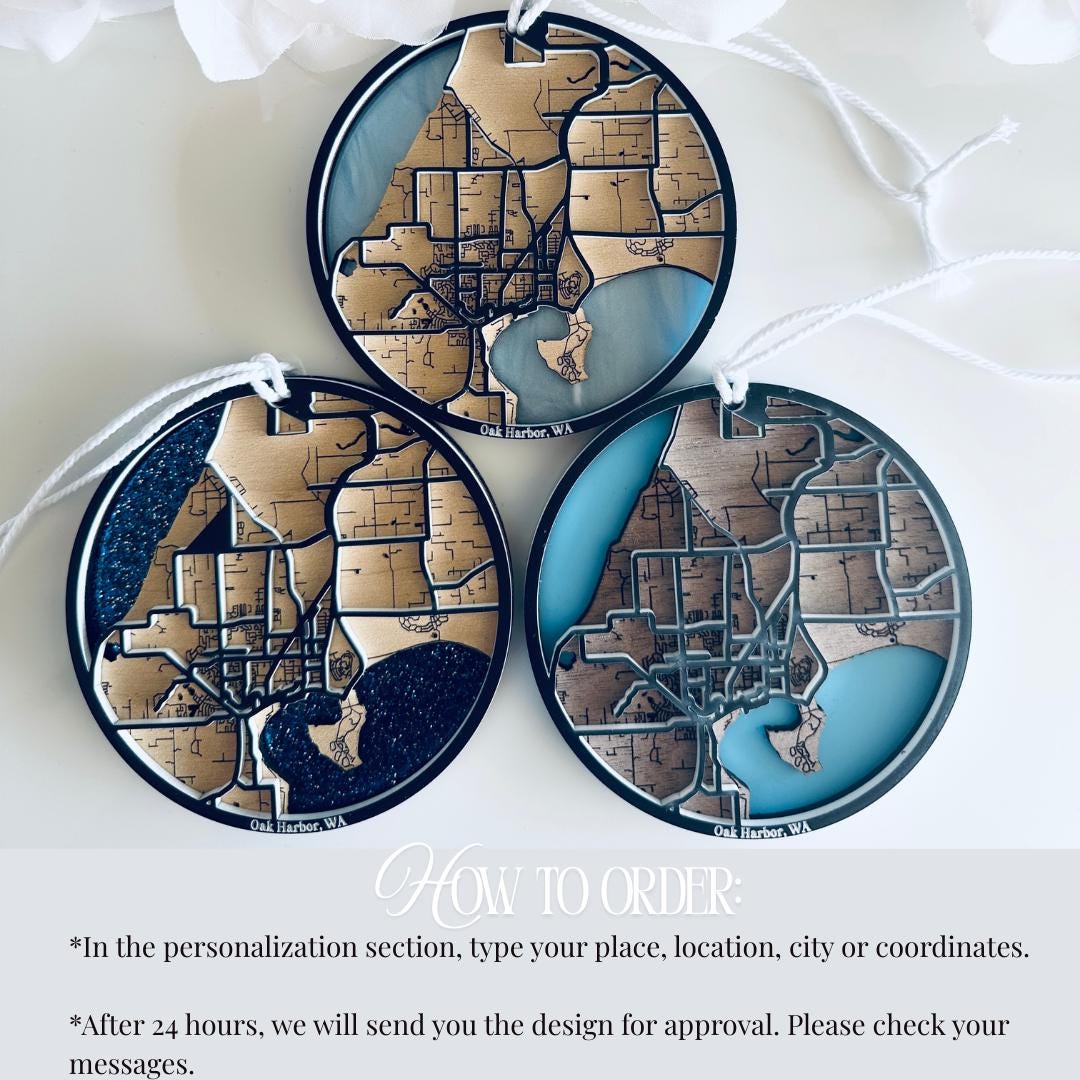 City Acrylic Ornament| Custom Map Address| Home Wooden Christmas Ornament| Home Housewarming Gift| New Home Ornament| Family Tree Ornament