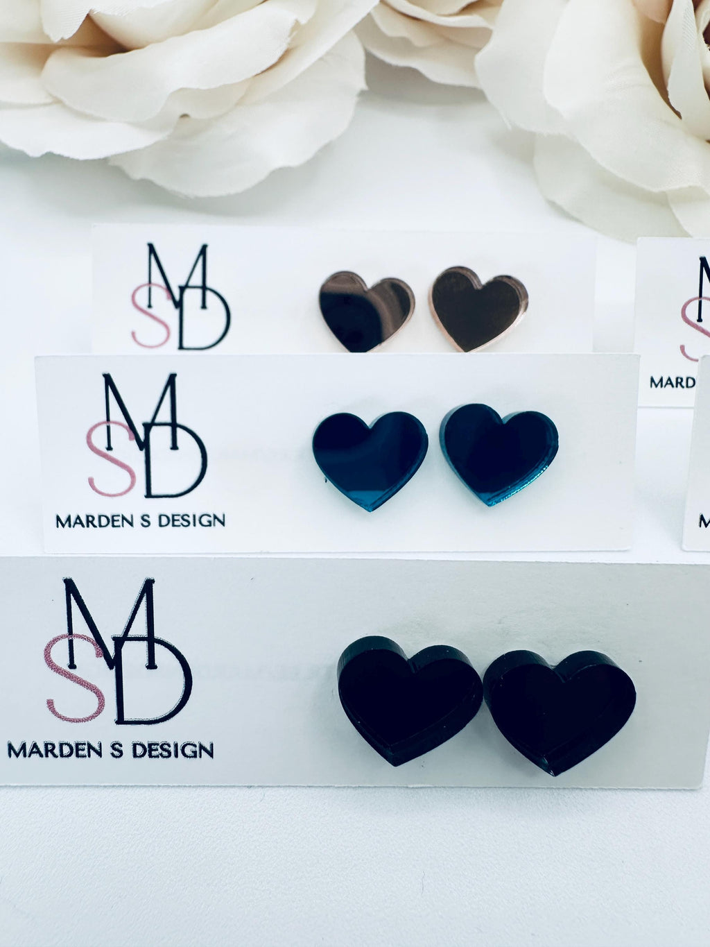 Heart Stud Mirror Earrings| Valentine's Day Earrings| Heart Earrings| Girl Earrings