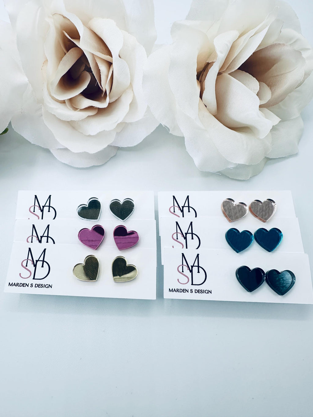 Heart Stud Mirror Earrings| Valentine's Day Earrings| Heart Earrings| Girl Earrings