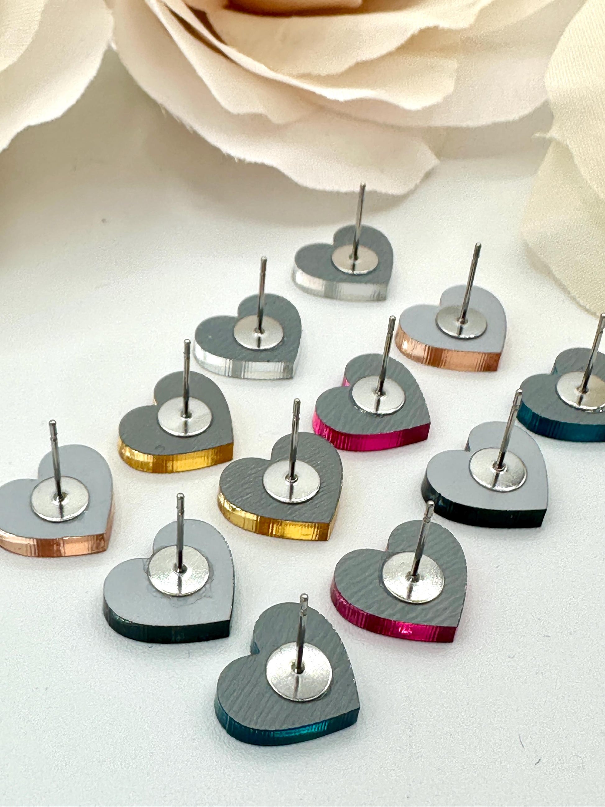 Heart Stud Mirror Earrings| Valentine's Day Earrings| Heart Earrings| Girl Earrings