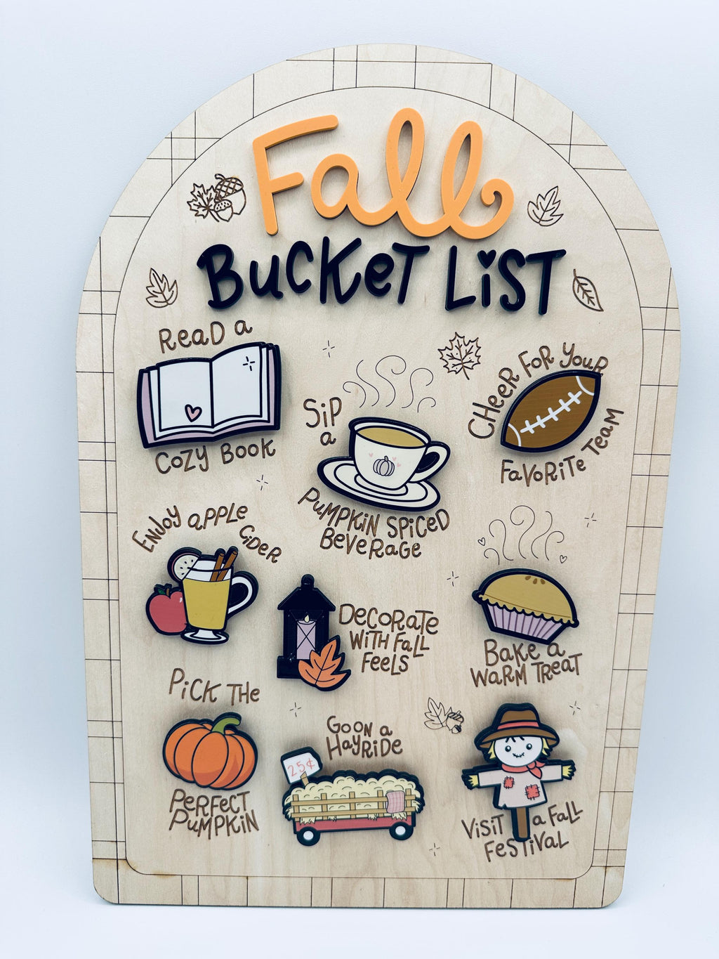 Fall Bucket List| Autumn Family Activity Board | Wooden Magnetic Bucket List Sign | Fall Decor | Family Fall Traditions | Thanksgiving Gift