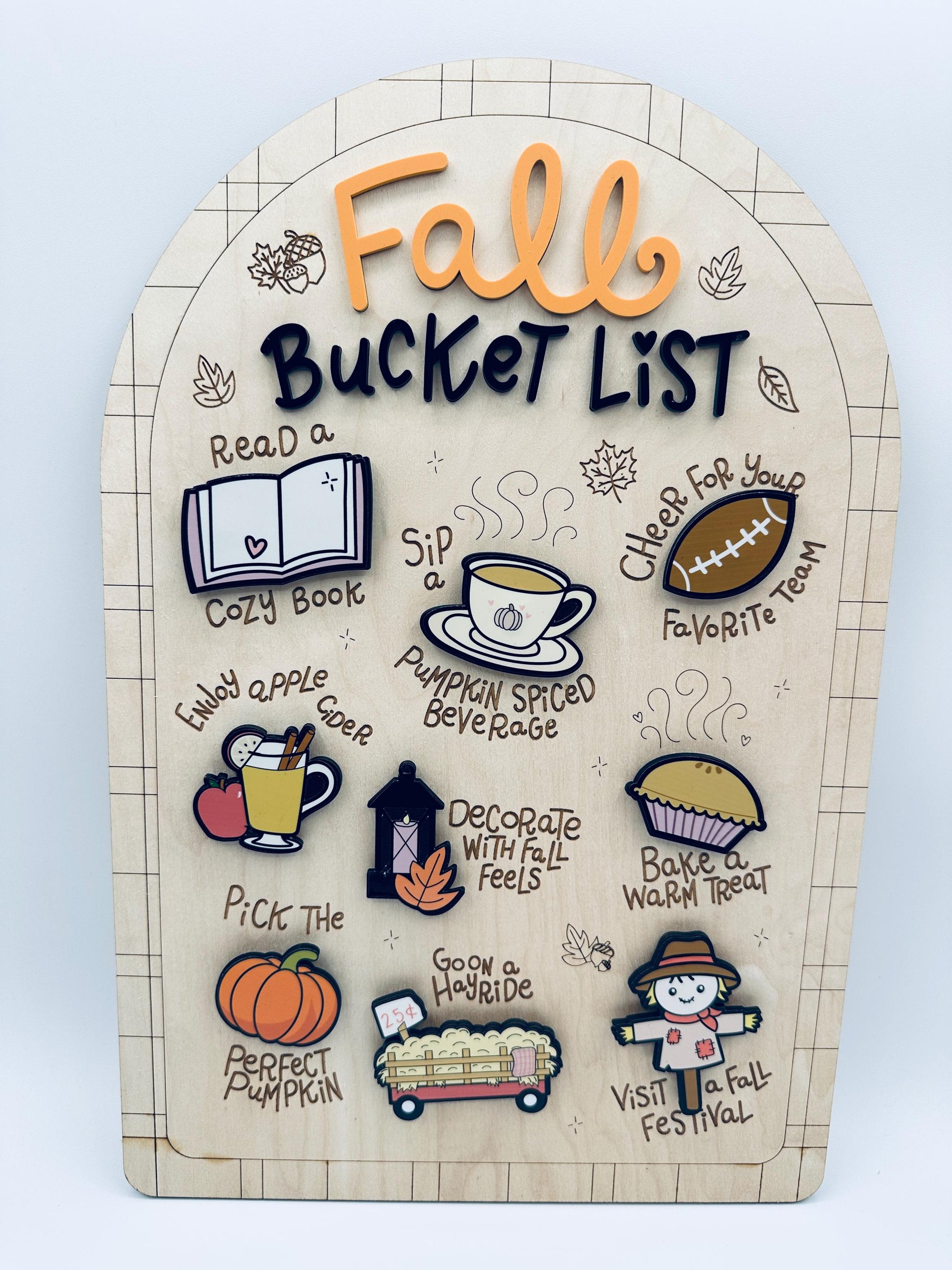 Fall Bucket List| Autumn Family Activity Board | Wooden Magnetic Bucket List Sign | Fall Decor | Family Fall Traditions | Thanksgiving Gift
