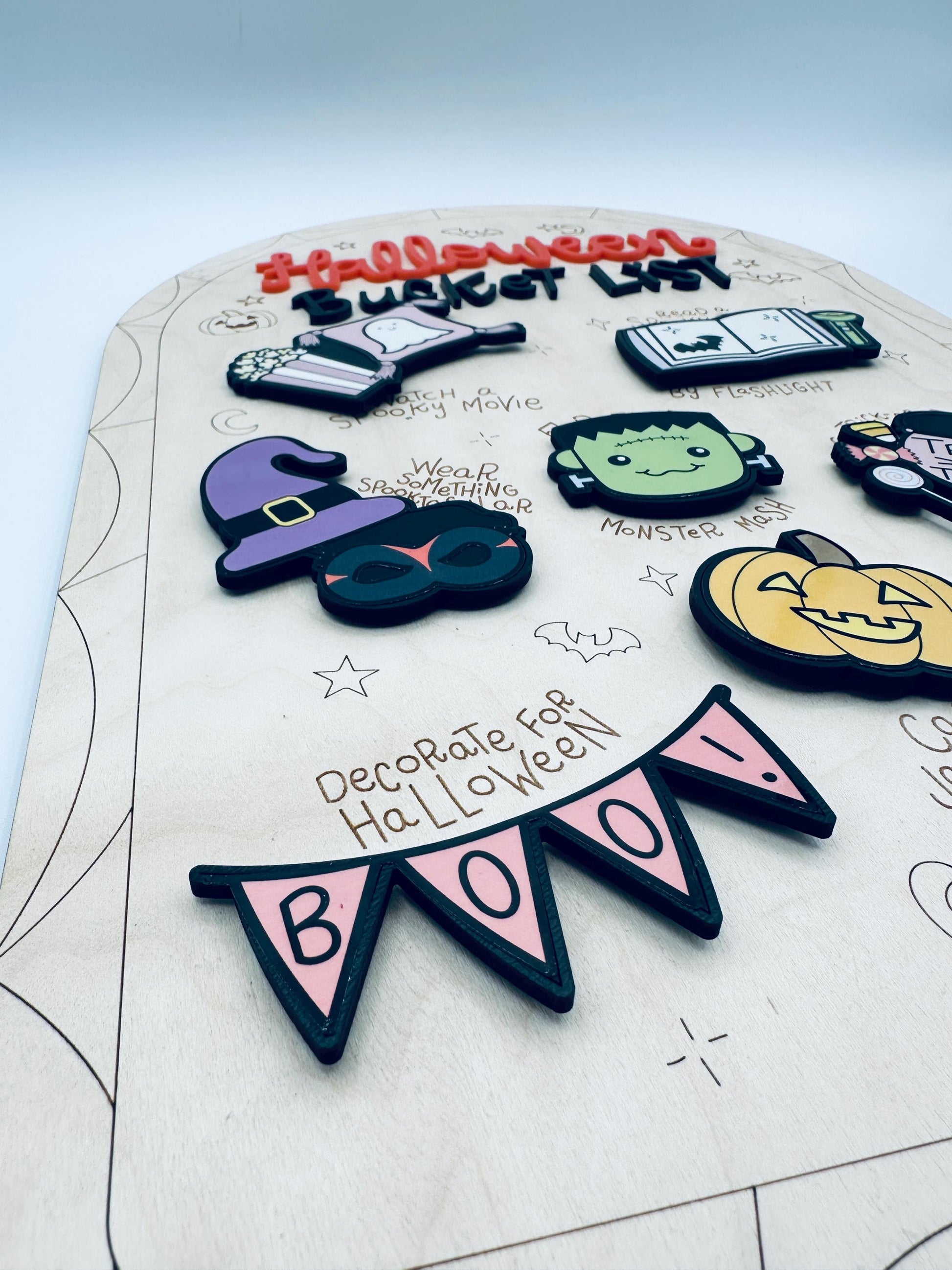 Halloween Bucket List Board| Spooky Family Activity Board| Wooden Magnetic Halloween Sign|Fall Decor|Trick or Treat Countdown|Halloween Gift