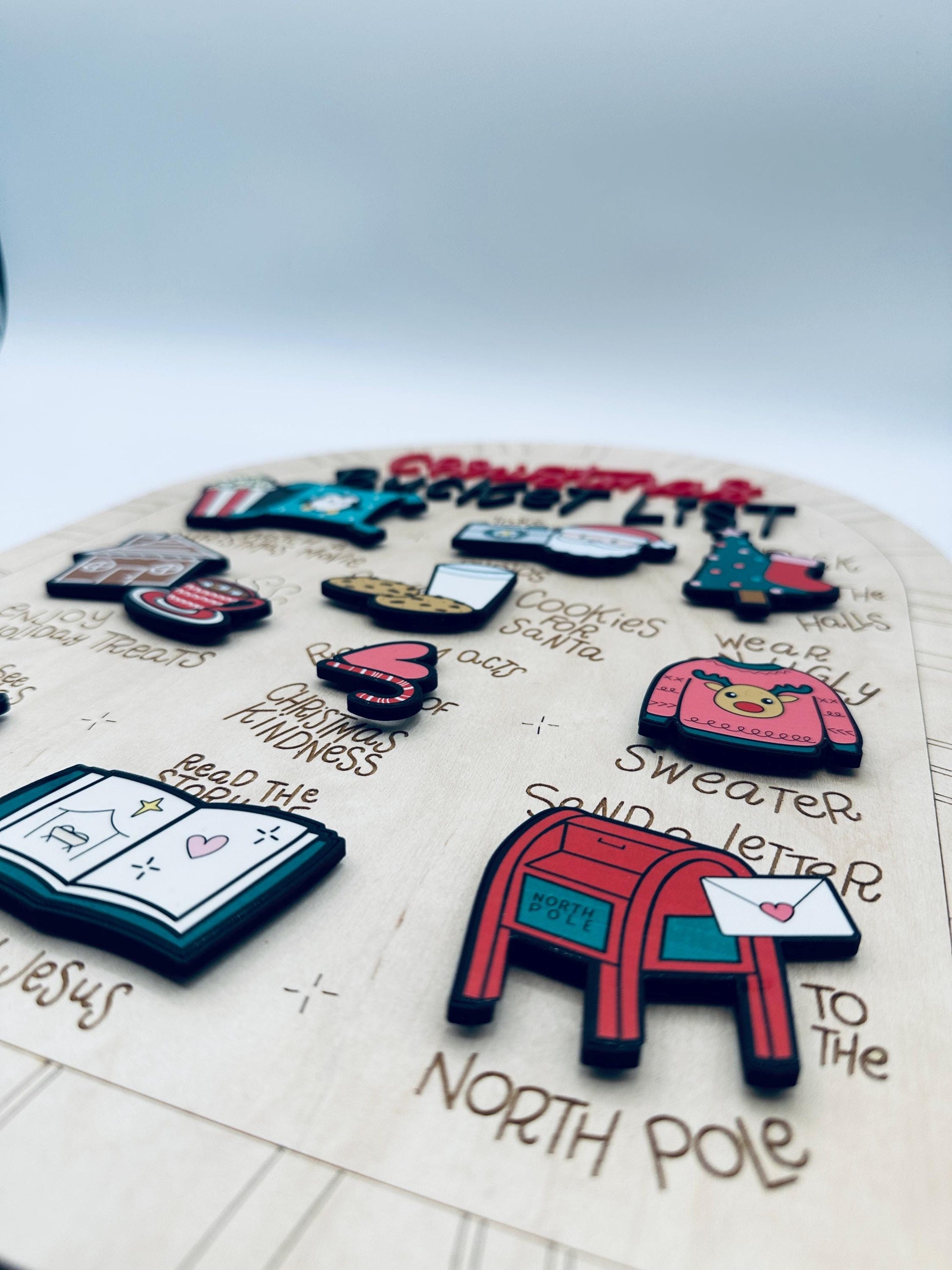 Christmas Bucket List Board| Family Holiday Activity Board| Wooden Magnetic Christmas Sign| Christmas Traditions | Winter Home Decor Gift