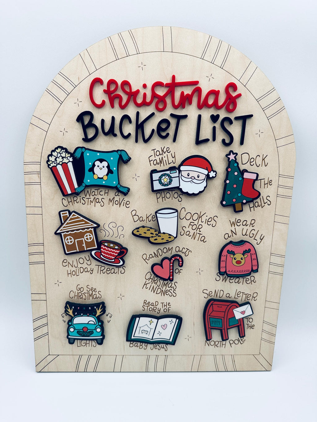 Christmas Bucket List Board| Family Holiday Activity Board| Wooden Magnetic Christmas Sign| Christmas Traditions | Winter Home Decor Gift