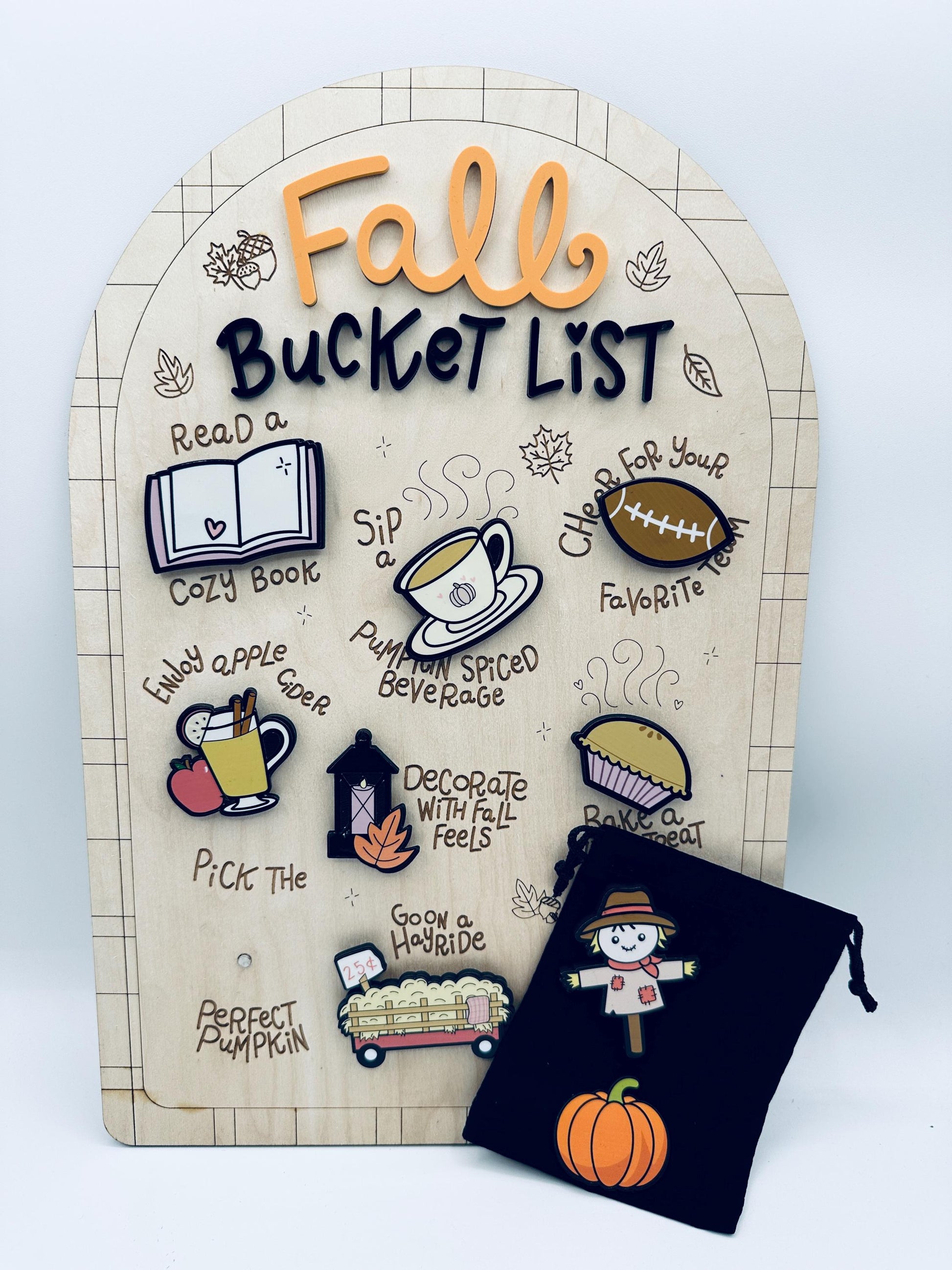 Fall Bucket List| Autumn Family Activity Board | Wooden Magnetic Bucket List Sign | Fall Decor | Family Fall Traditions | Thanksgiving Gift