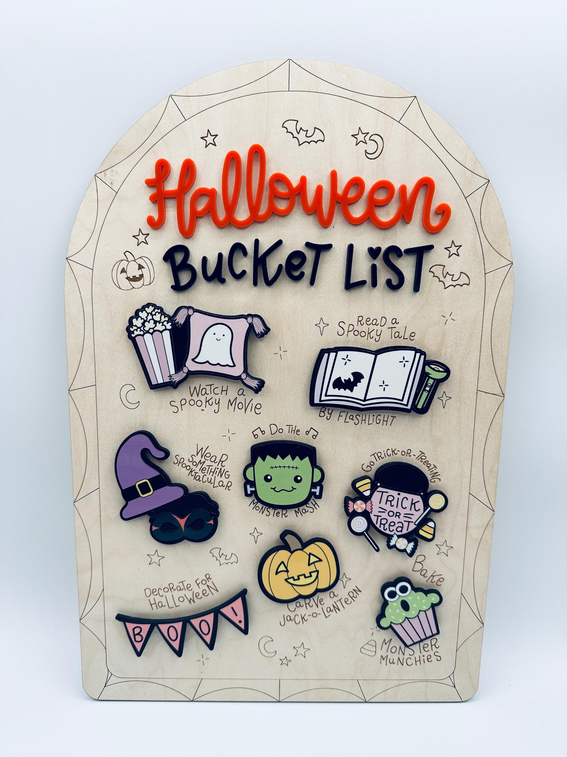 Halloween Bucket List Board| Spooky Family Activity Board| Wooden Magnetic Halloween Sign|Fall Decor|Trick or Treat Countdown|Halloween Gift