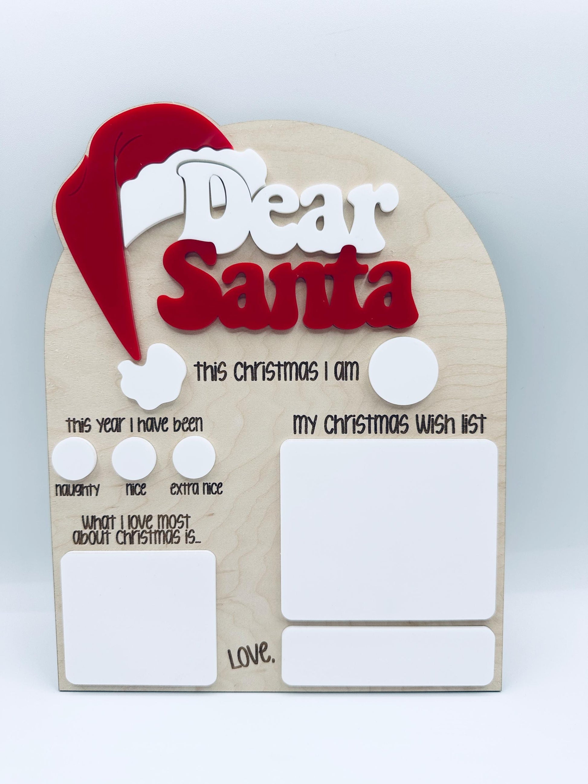 Dear Santa Board| Personalized Christmas Wish List| Reusable Holiday Decor|Kids Santa List Sign| Christmas Family Tradition| Christmas Gift