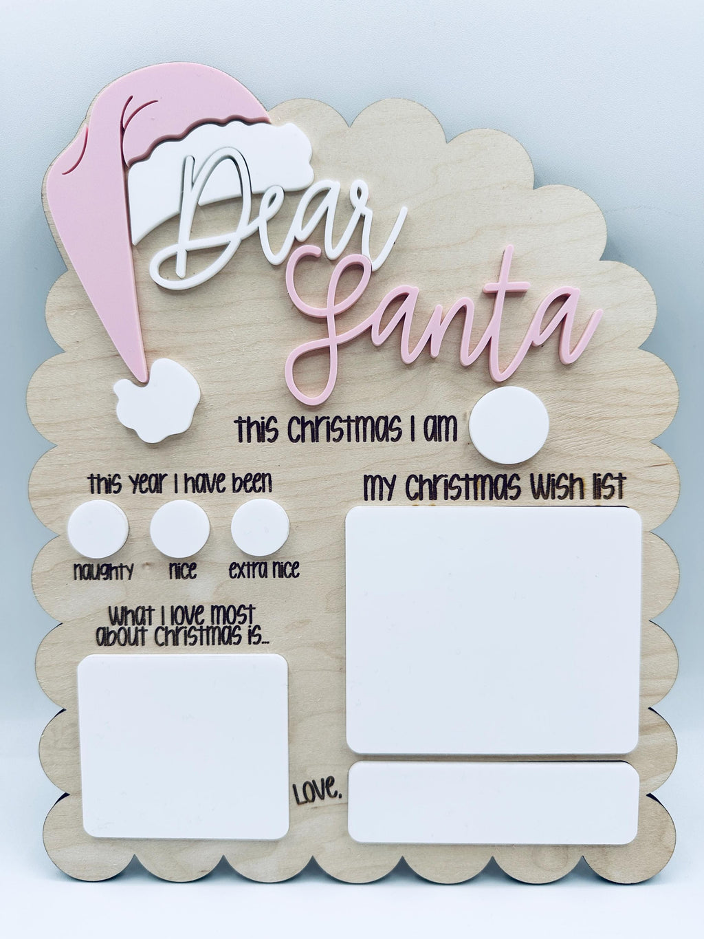 Dear Santa Board| Personalized Christmas Wish List| Reusable Holiday Decor|Kids Santa List Sign| Christmas Family Tradition| Christmas Gift