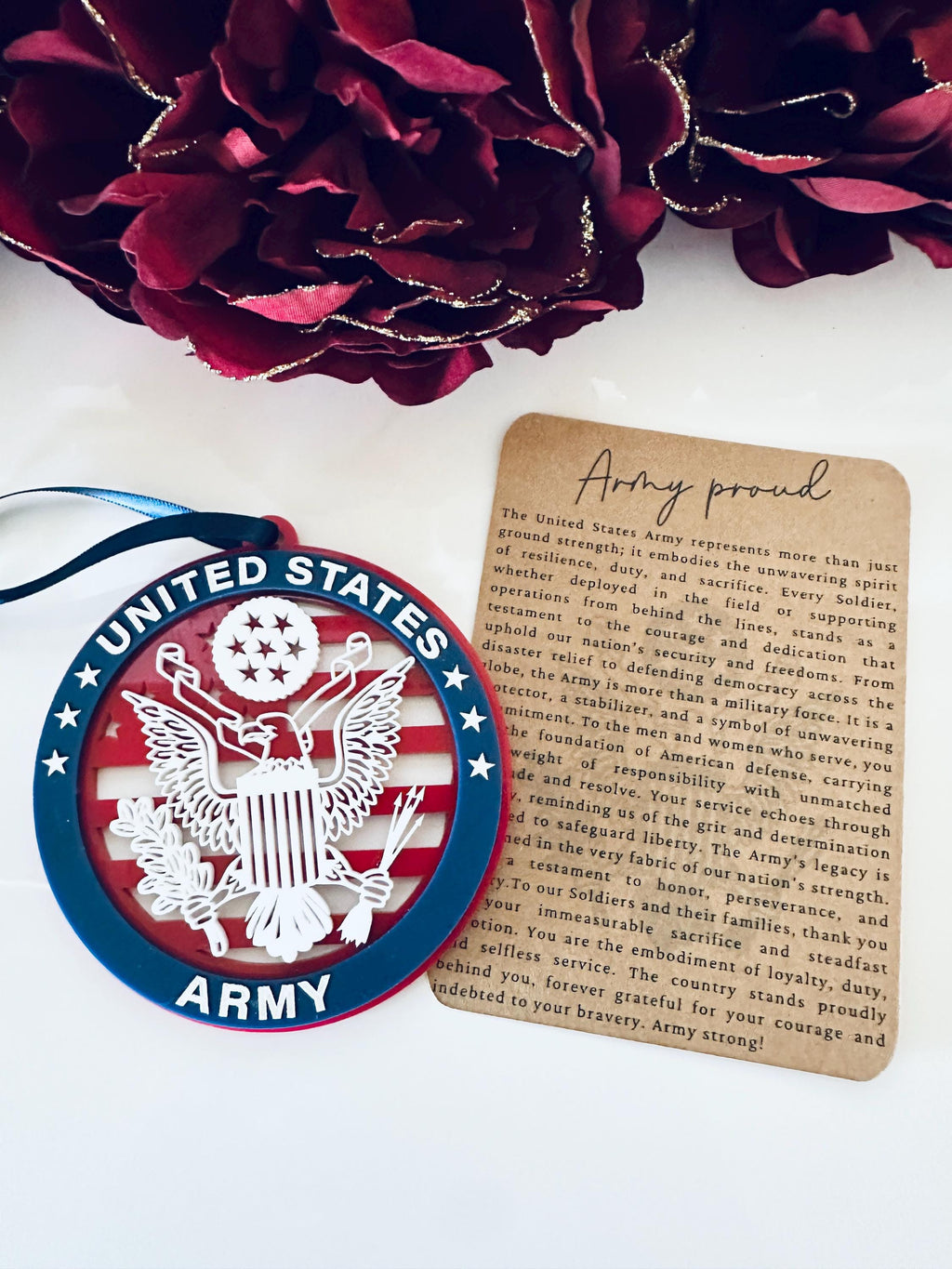 Military Ornament| Personalized Branch Christmas Ornament | Patriotic Gift | Veteran Ornament | Military Family Decor|Christmas Ornament