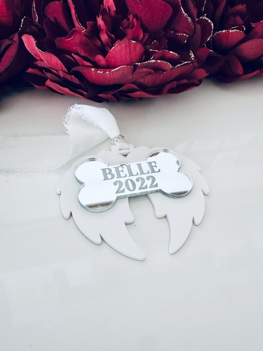 Dog Memorial Ornament | Pet Loss Angel Wings Ornament | Personalized Pet Remembrance Gift | Custom Dog Name Ornament | Pet Sympathy Gift