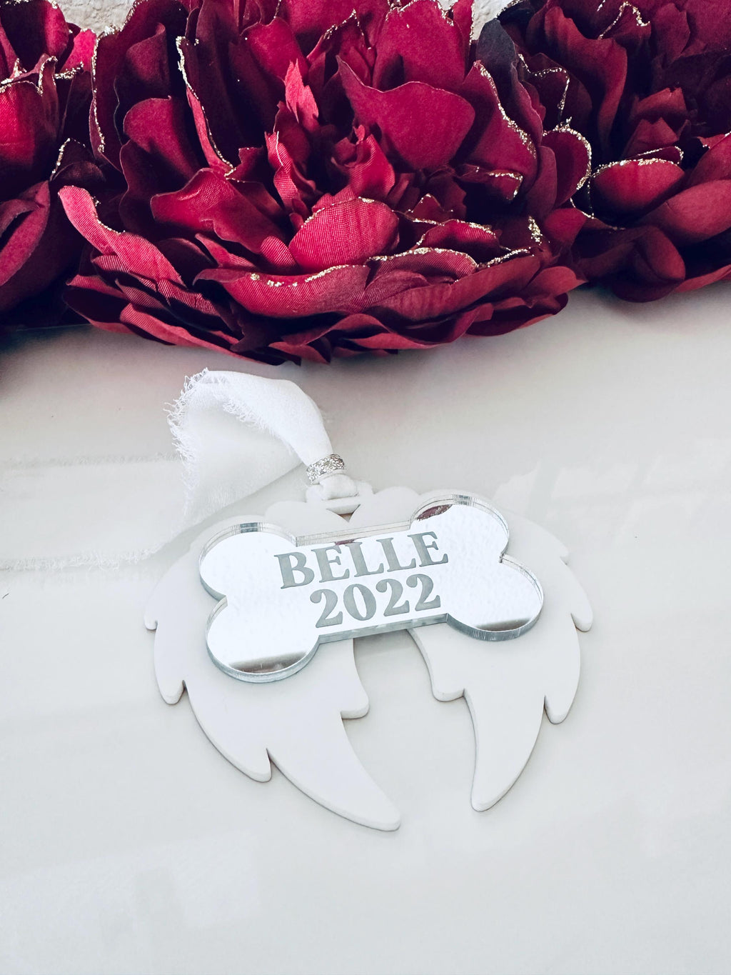 Dog Memorial Ornament | Pet Loss Angel Wings Ornament | Personalized Pet Remembrance Gift | Custom Dog Name Ornament | Pet Sympathy Gift