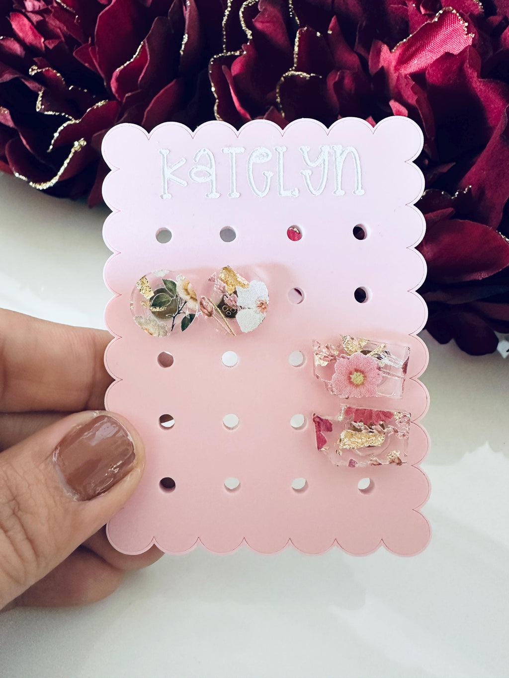 Personalized Mini Earring Holder | Acrylic Travel Jewelry Organizer | Small Earring Display for Trips | Gift for Her | Stocking Stuffer