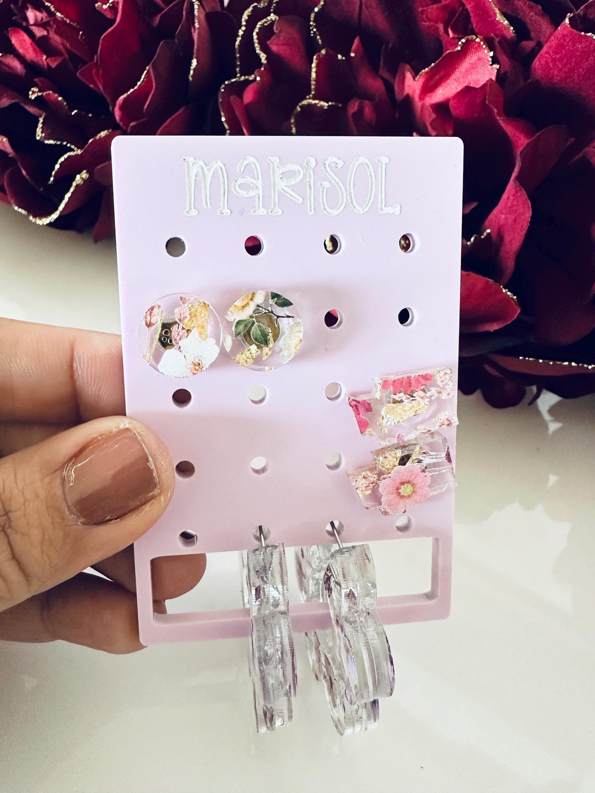 Personalized Mini Earring Holder | Acrylic Travel Jewelry Organizer | Small Earring Display for Trips | Gift for Her | Stocking Stuffer