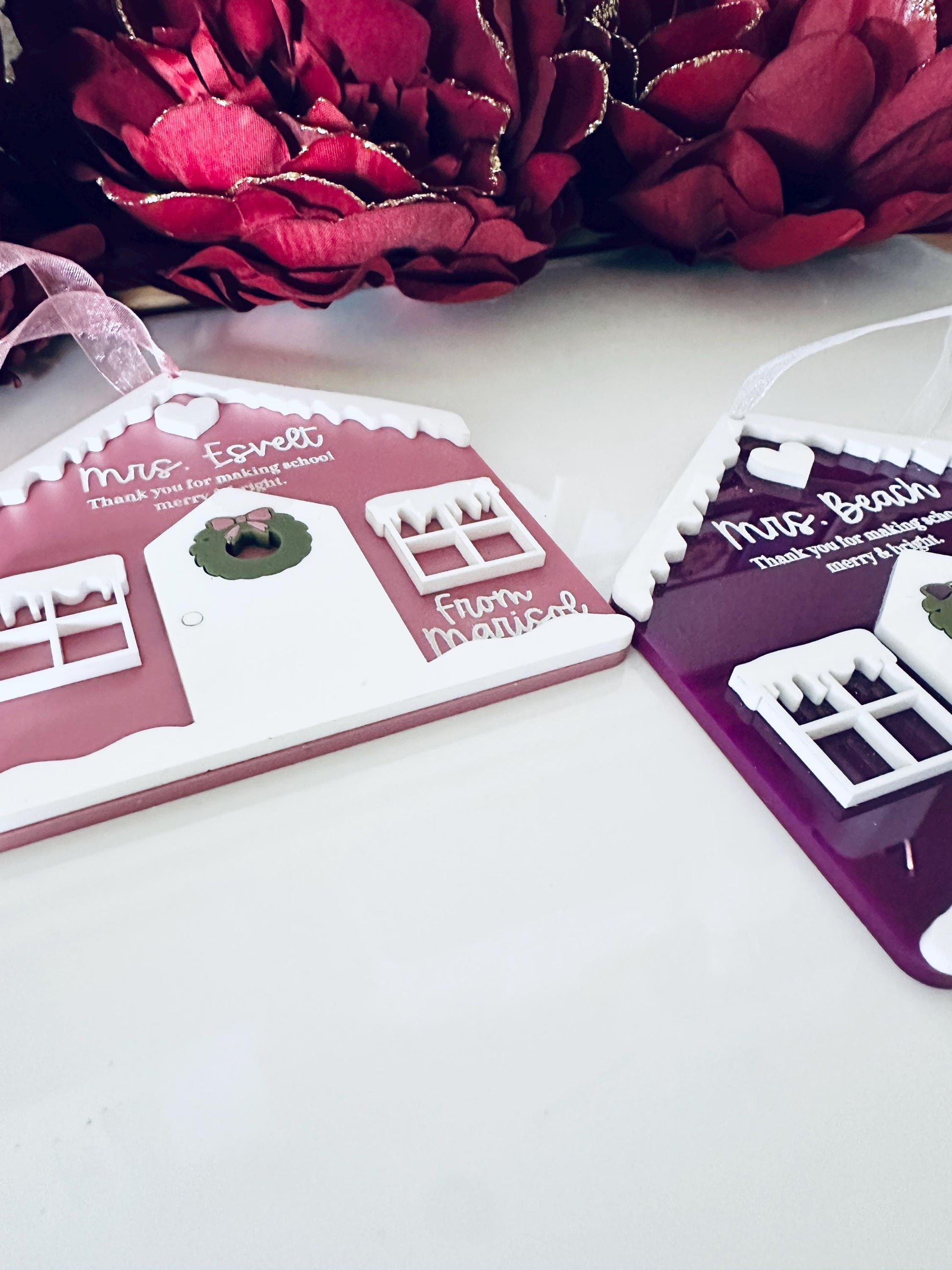 Personalized Gingerbread House Teacher Gift | Custom Teacher Ornament | Holiday Thank You Gift | Christmas School Gift Tag for Teacher