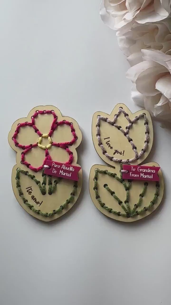 Personalized Flower Embroidery Kit: Kids DIY Yarn Sewing Craft