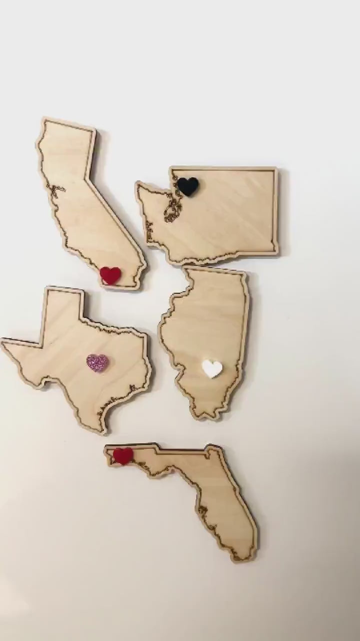 State Wooden Magnets | 50 States Wooden Magnet| Save The Date Magnet| Wedding Favor| Acrylic Magnet | Personalized Wooden Magnet| Home State
