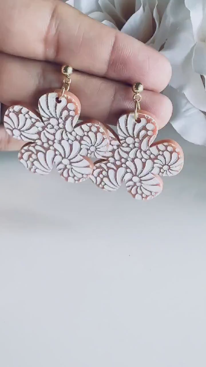 Brown Talavera Earrings| Azulejo Earrings| Mexican Earrings| Handmade Talavera Earring| Mexican Earrings| Acrylic Earrings| Cinco de Mayo