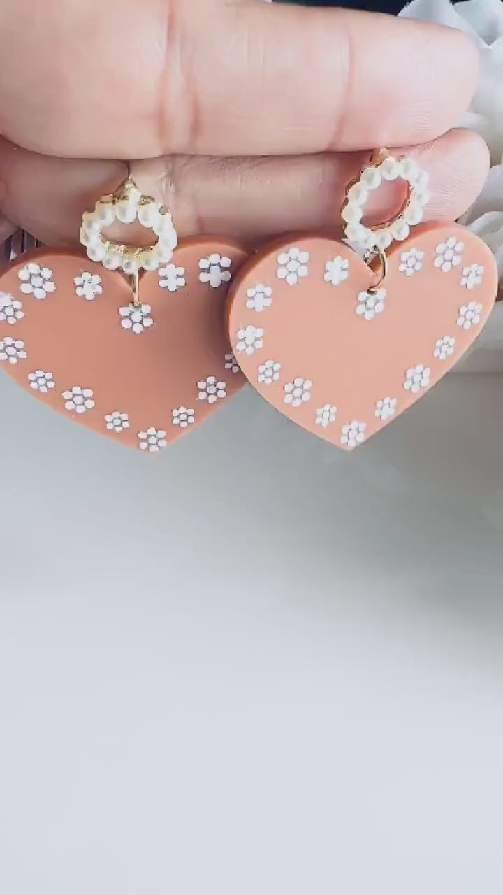 Mexican Barro Earrings| Heart de Barro Earrings| Mexican Earrings| Acrylic Earrings| Cinco de Mayo| Bridal| Weddings|Handmade Barro Earrings