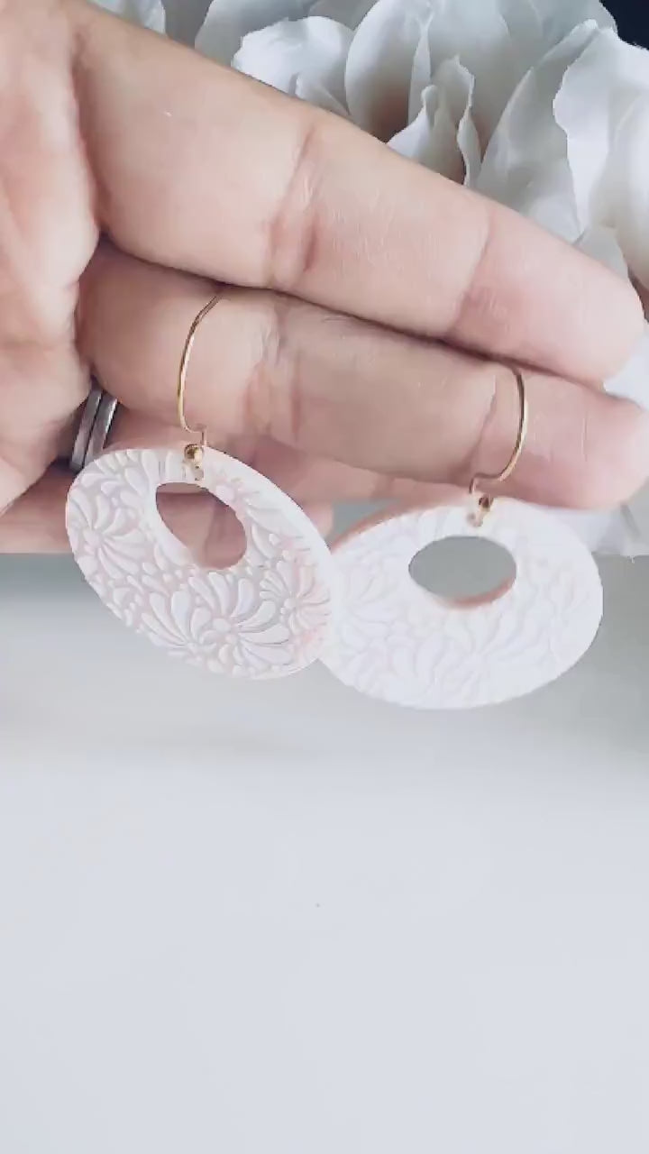 Light Pink Talavera Earrings| Azulejo Earrings| Mexican Earrings| Handmade Talavera Earring| Mexican Earrings|Acrylic Earrings|Cinco de Mayo