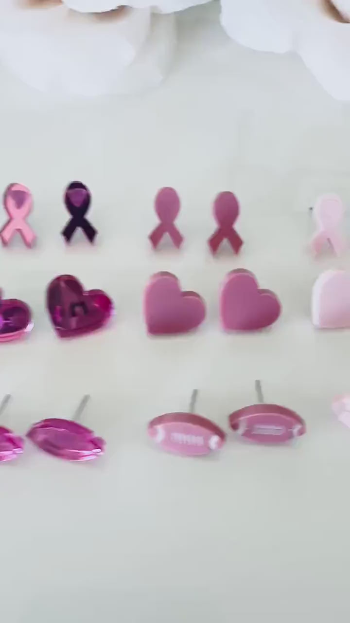 Breast Cancer Awareness Stud Earrings| Breast Cancer Ribbon Studs| Pink Stud Earrings| Minimal Earrings| Lightweight| Breast Cancer Studs