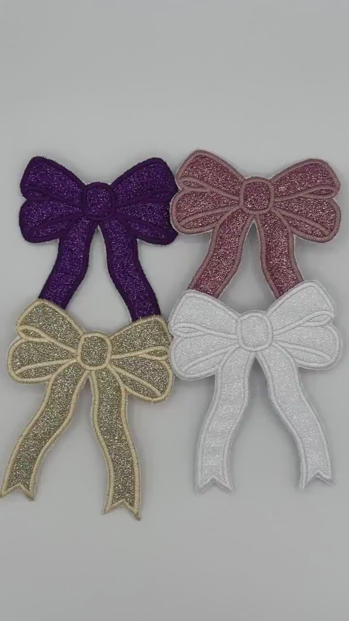Custom Embroidered Side Bow Patch - Iron On Applique (Set of 2)